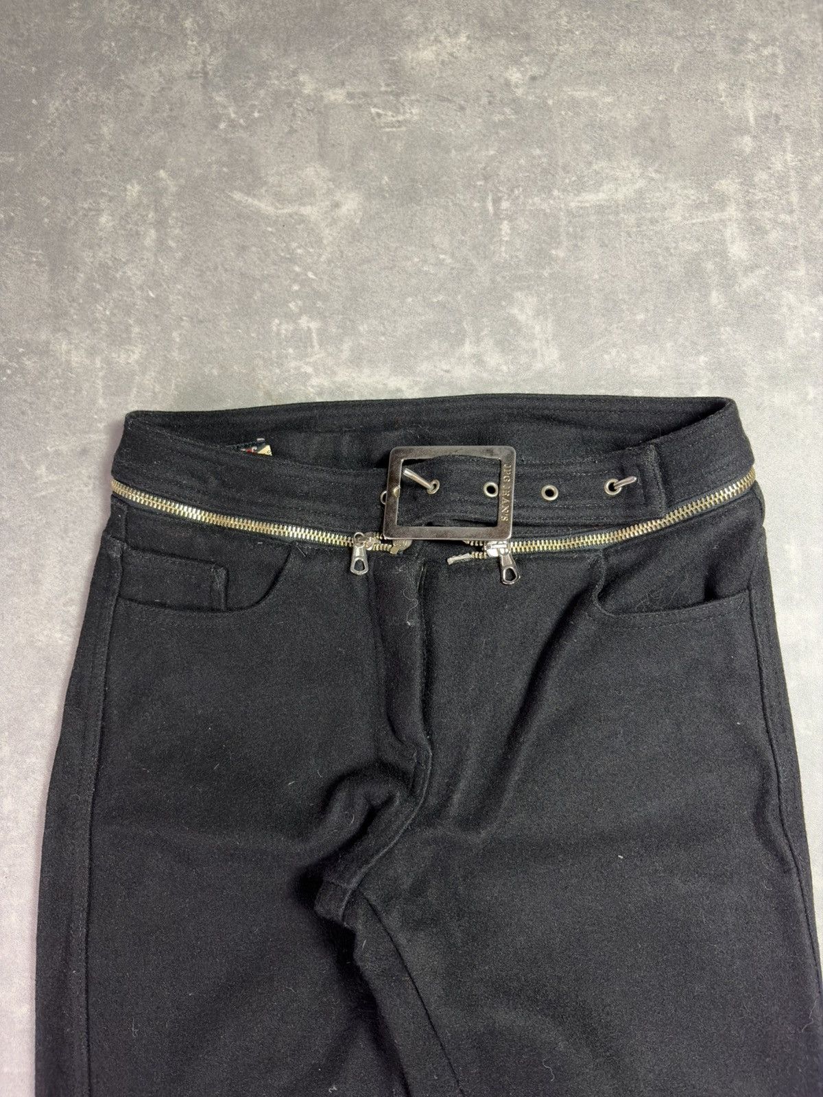Jean Paul Gaultier 90s/00s Jean Paul Gaultier Zip Belt Heavy Wool Pants 40 S Size 27" / US 4 / IT 40 - 4 Thumbnail
