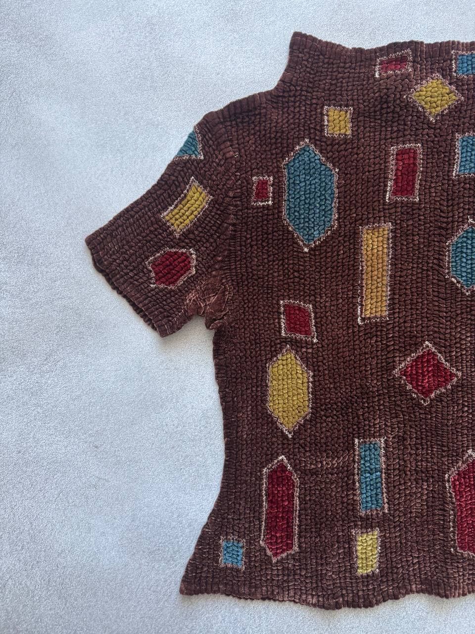 Japanese Brand Rare Archive Yoshiki Hishinuma Geometric Textured Knit Top Size S / US 4 / IT 40 - 2 Thumbnail