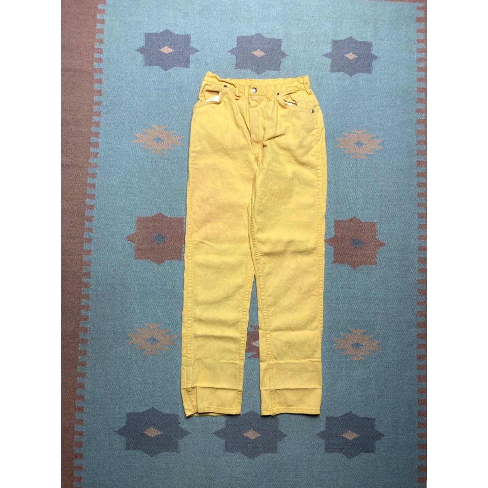 Wrangler VINTAGE Wrangler Jeans Canary Yellow Straight Women 15/16 Misses 60s Size 36" / US 14 / IT 50 - 5 Thumbnail
