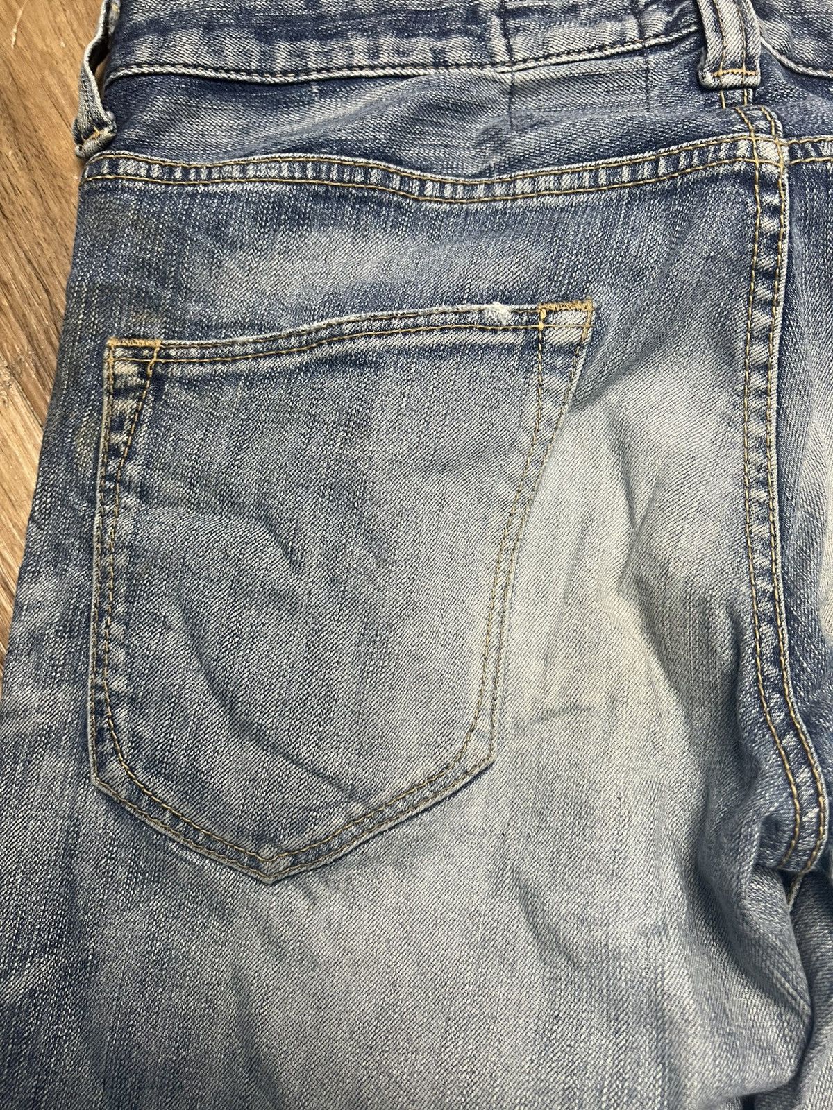 Japanese Brand Quadro Japan Made Distressed Stretch Denim Jeans (43) Size US 33 - 11 Thumbnail