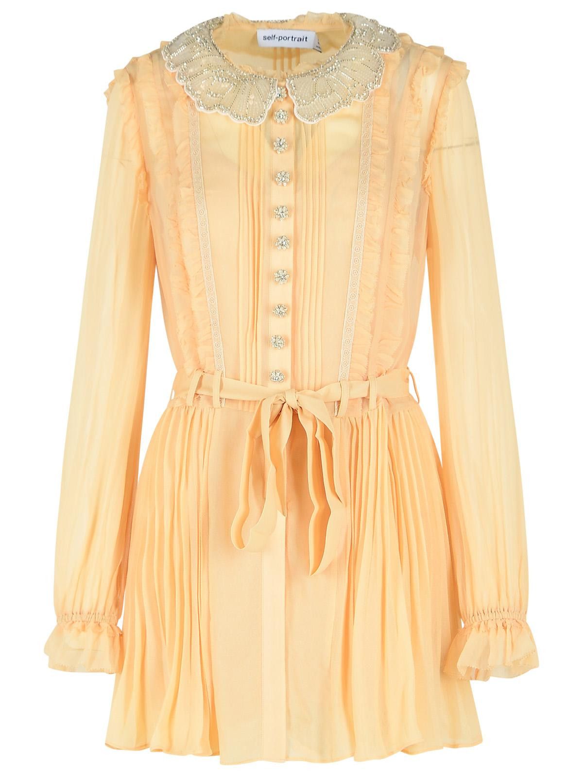 Self-Portrait SELF PORTRAIT Cream Viscose Mini Dress Size S / US 4 / IT 40 - 1 Thumbnail