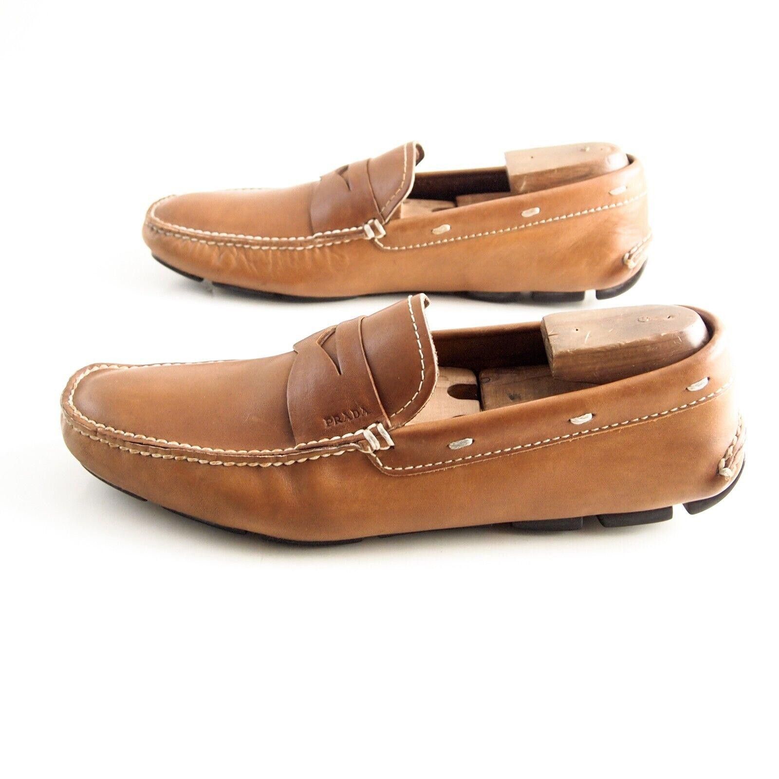 Prada Prada Penny Driving Loafers Brown Leather Mens US 9 EU 42 Size US 9 / EU 42 - 2 Thumbnail