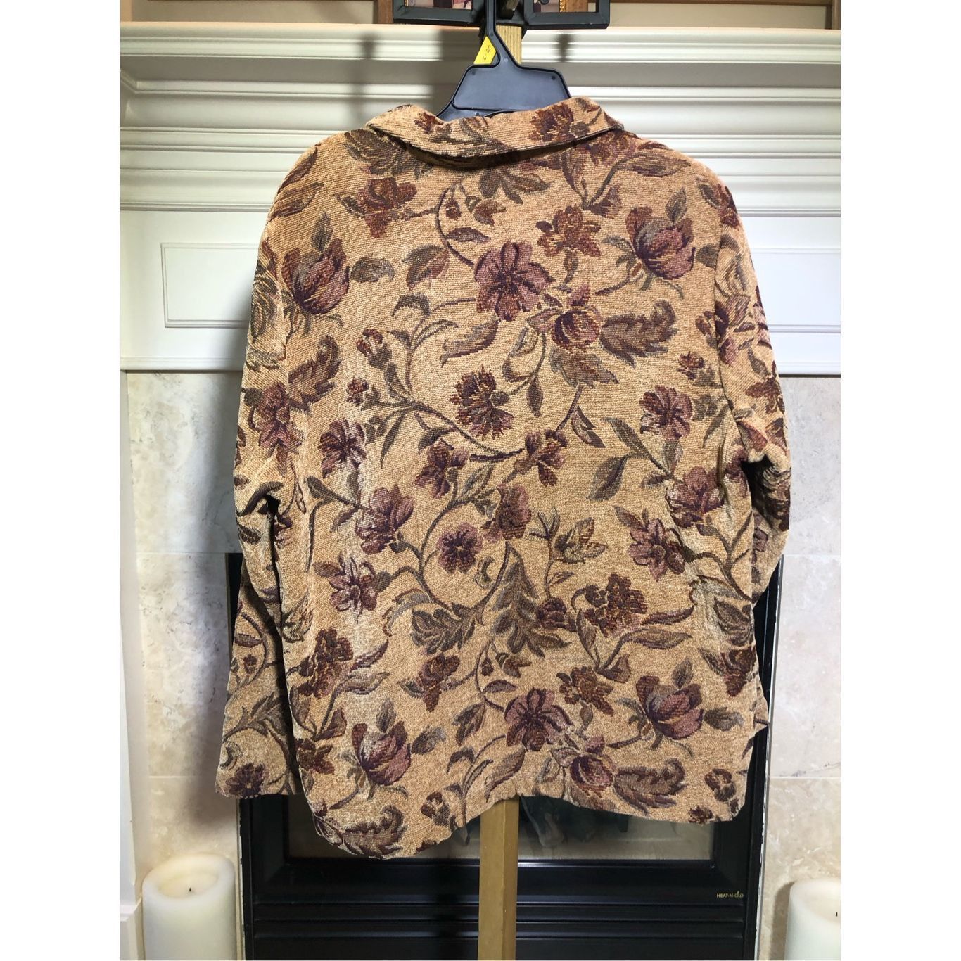 Other Susan Graver Style Women’s Tan and Purple Floral Pattern Tap Size XL / US 12-14 / IT 48-50 - 3 Thumbnail