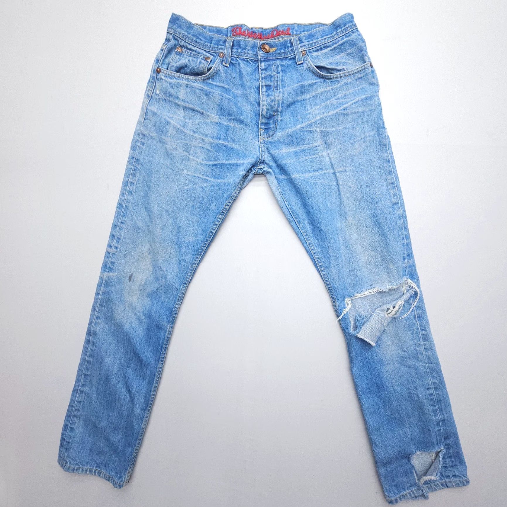 The West Is Dead The West Is Dead Jeans Mens 33 x 30 Button Fly Selvedge Chain Stitch Size US 33 - 3 Thumbnail
