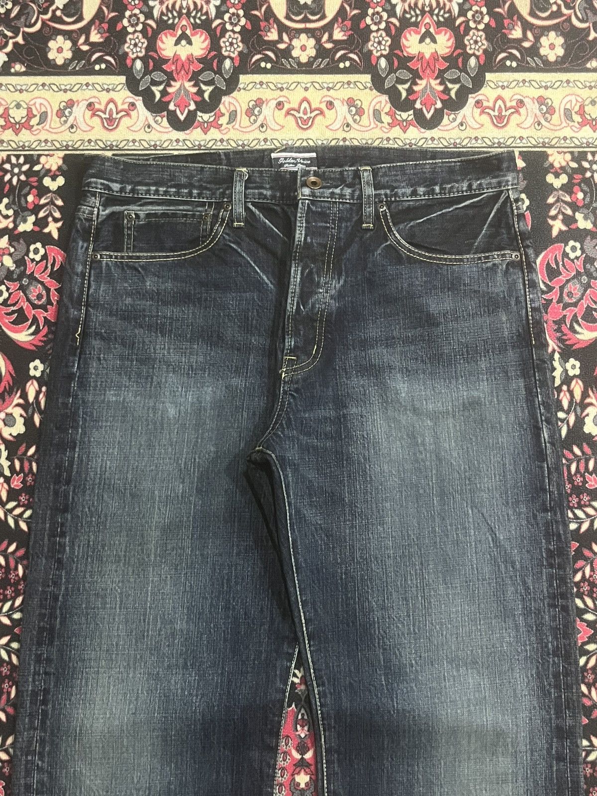 Vintage Japanese Golden Voice Buckle Back Dark Blue Selvedge Jeans Size US 37 - 4 Thumbnail