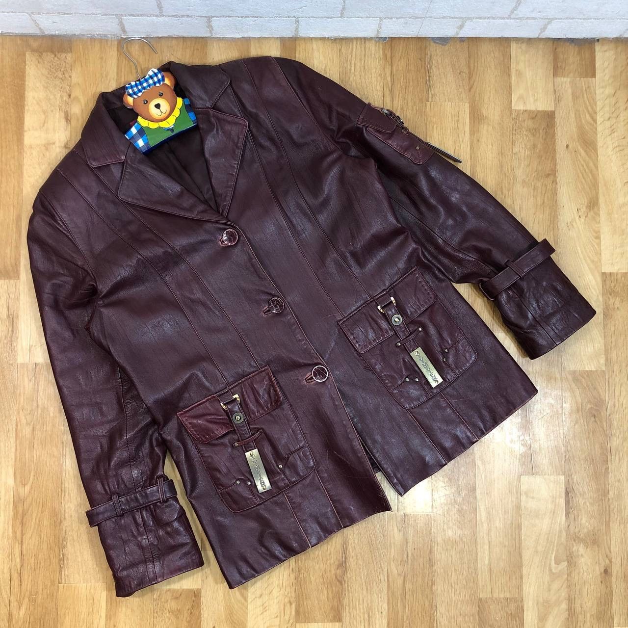 image of Avant Garde x Vintage Avant-Garde Lamb Leather Assymetrical Black Leather Jacket in Brown (Size Med
