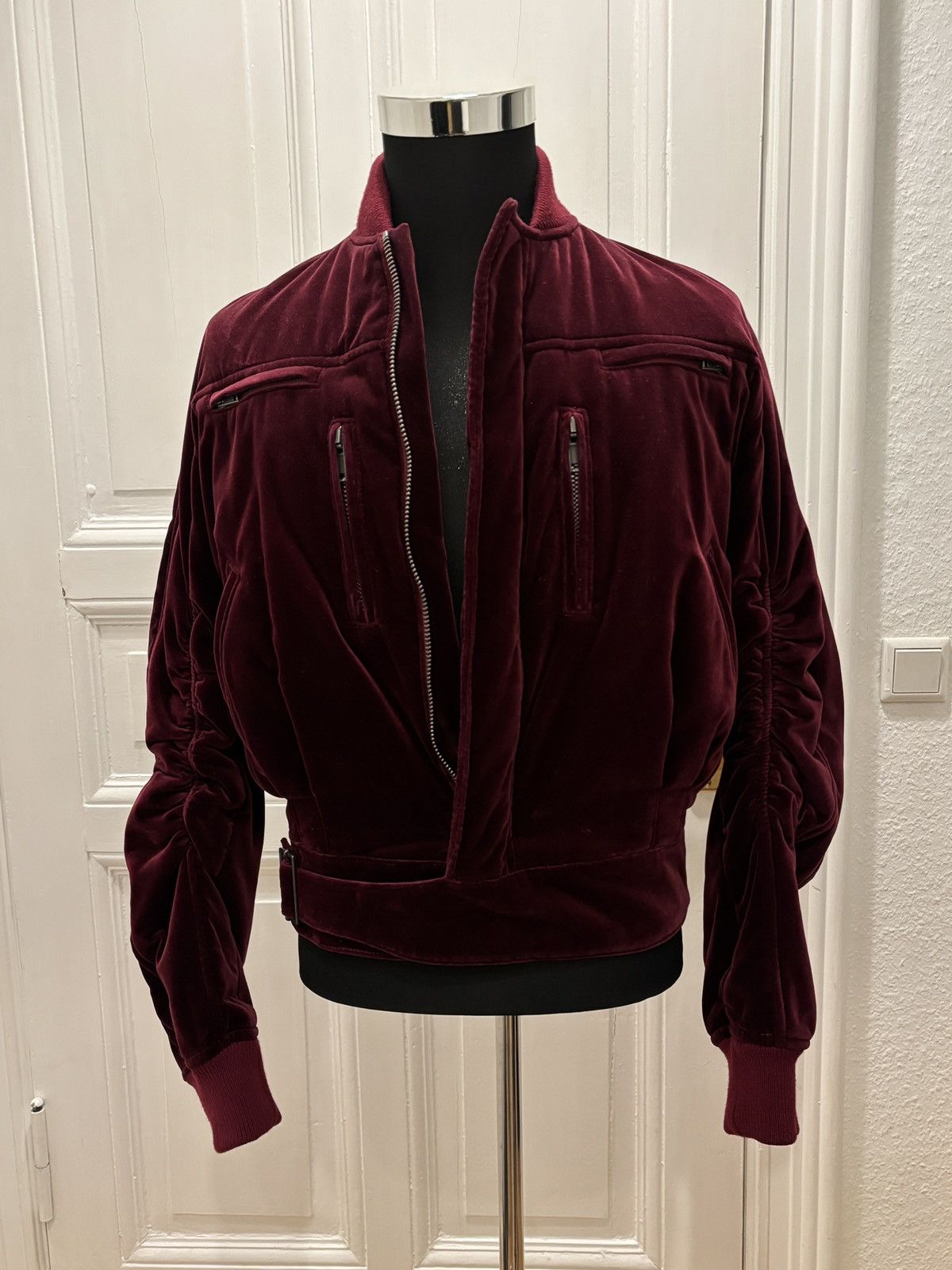 Haider Ackermann Haider Ackermann FW15 Burgundy Velvet Biker Bomber Size US XS / EU 42 / 0 - 1 Thumbnail