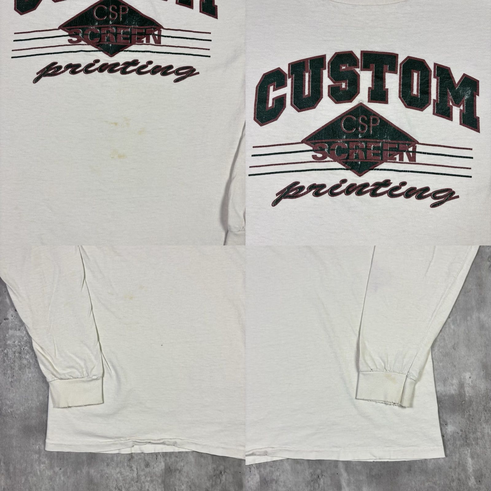 Vintage VINTAGE Custom Screen Printing Promo Art T Shirt Long Sleeve Adult Medium 90s White Nike? Size US M / EU 48-50 / 2 - 8 Thumbnail