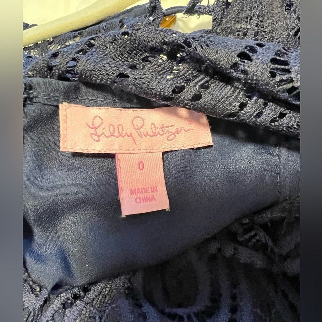 Lilly Pulitzer Lilly Pulitzer Scalloped Lace Navy Blue Dress size 0 - XS Size XS / US 0-2 / IT 36-38 - 9 Thumbnail