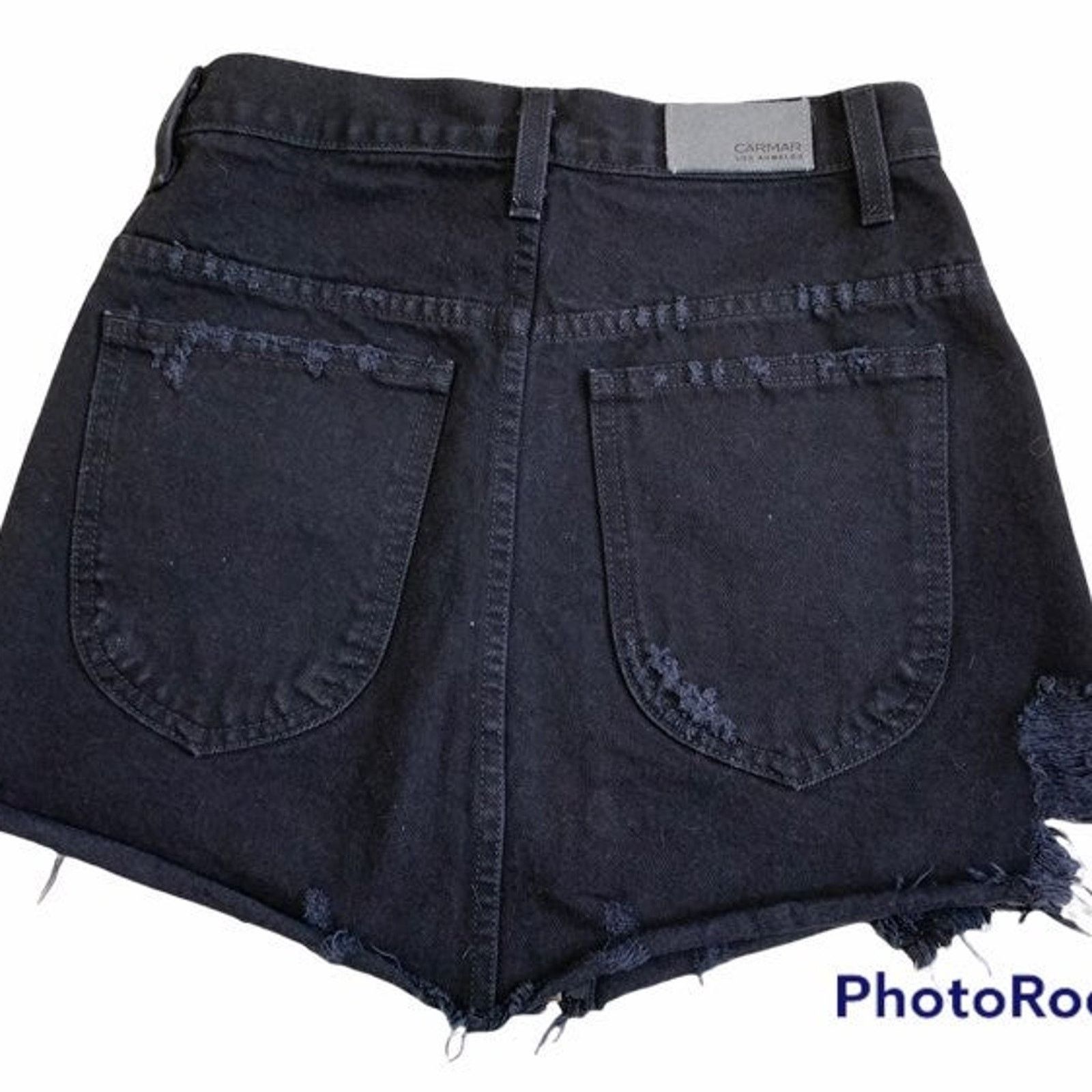 Other Carmar Women's XS Distressed Mini Skirt Black Denim Full Zip Size 26" / US 2 / IT 38 - 4 Thumbnail