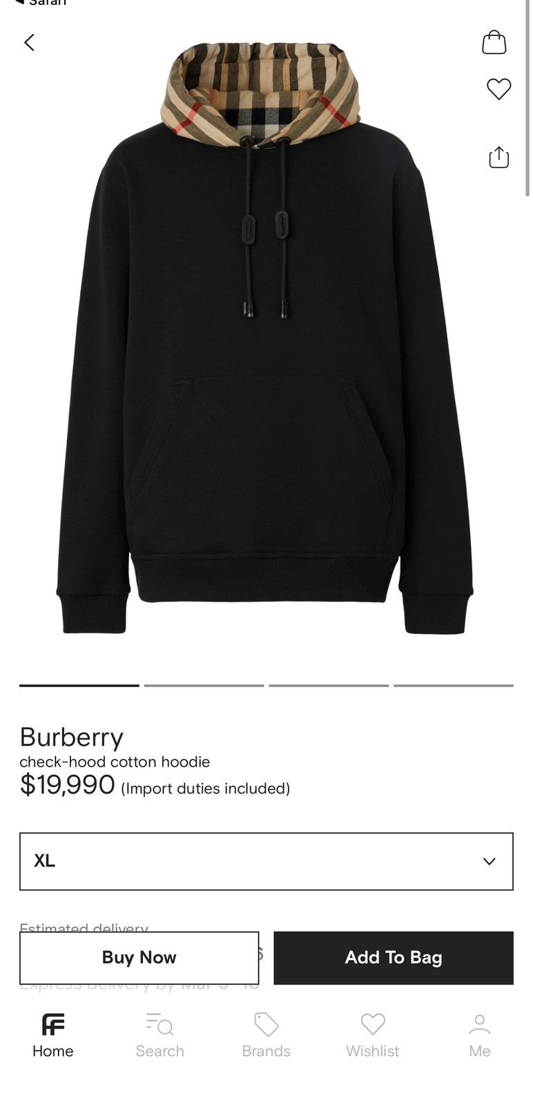 Burberry Burberry cotton check hoodie Size US XL / EU 56 / 4 - 6 Thumbnail