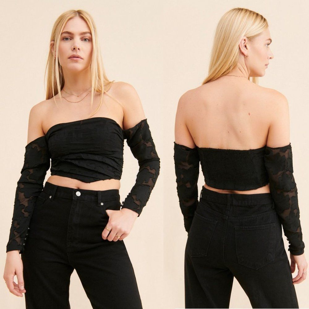 Free People New Free People Black Bella Corset Top Size L Size L / US 10 / IT 46 - 1 Thumbnail