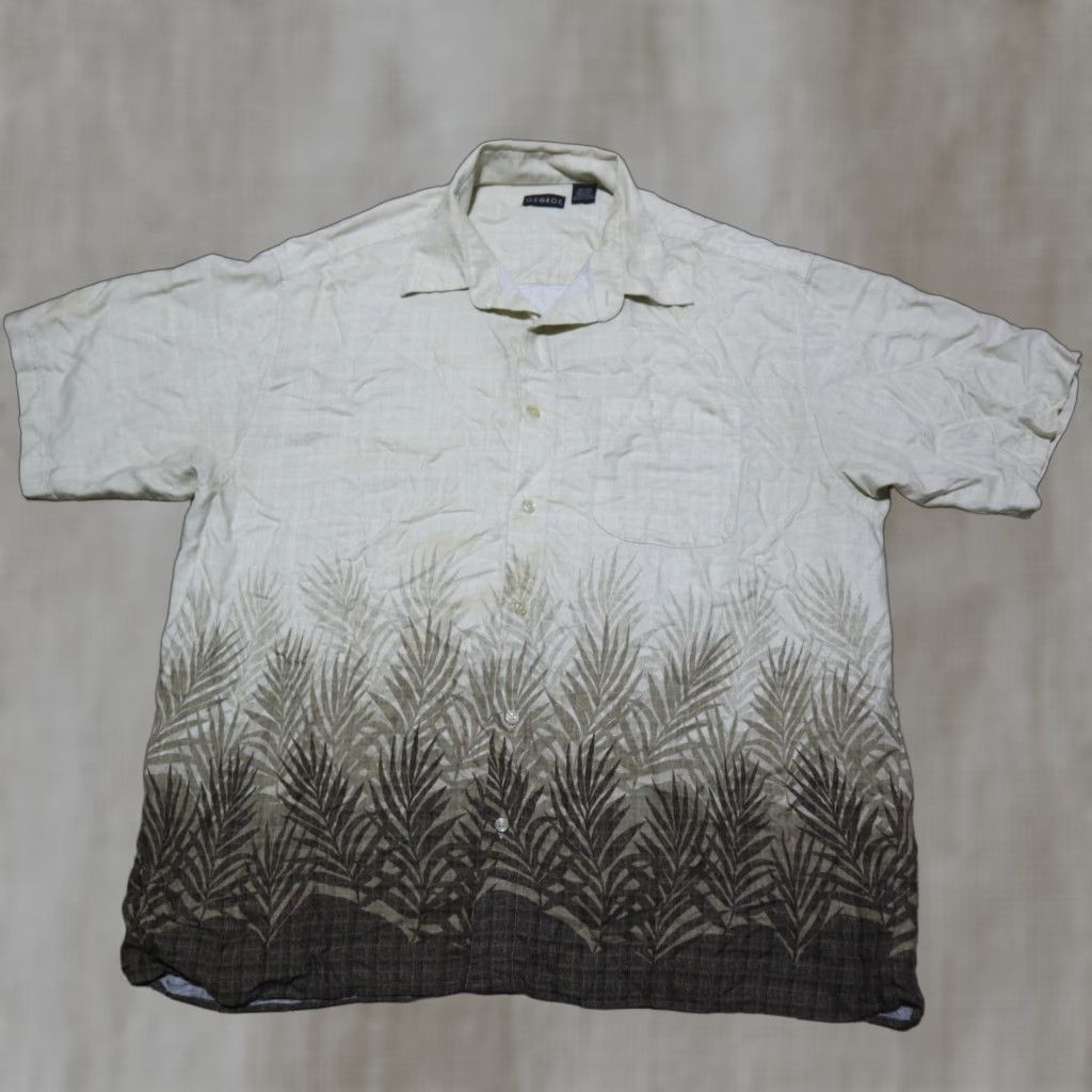 George George Shirt Button-Up Long Sleeve Men 2XL Brown Cotton Polyester with Pockets 90s Hawaiian? Size US XXL / EU 58 / 5 - 1 Thumbnail