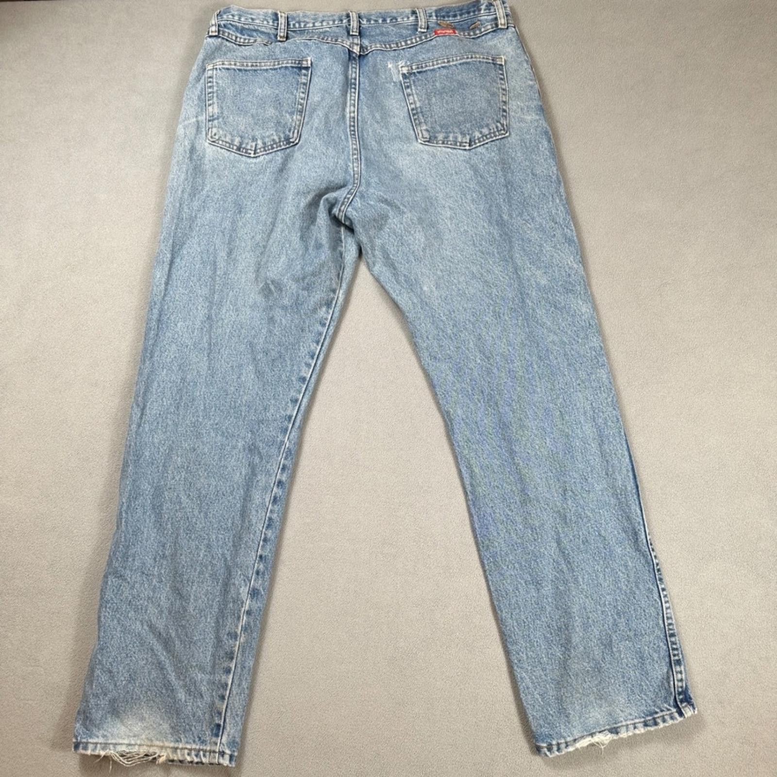 Wrangler Wrangler Jeans 40x32 Mens Light Wash Regular Fit Straight Size US 40 / EU 56 - 2 Thumbnail