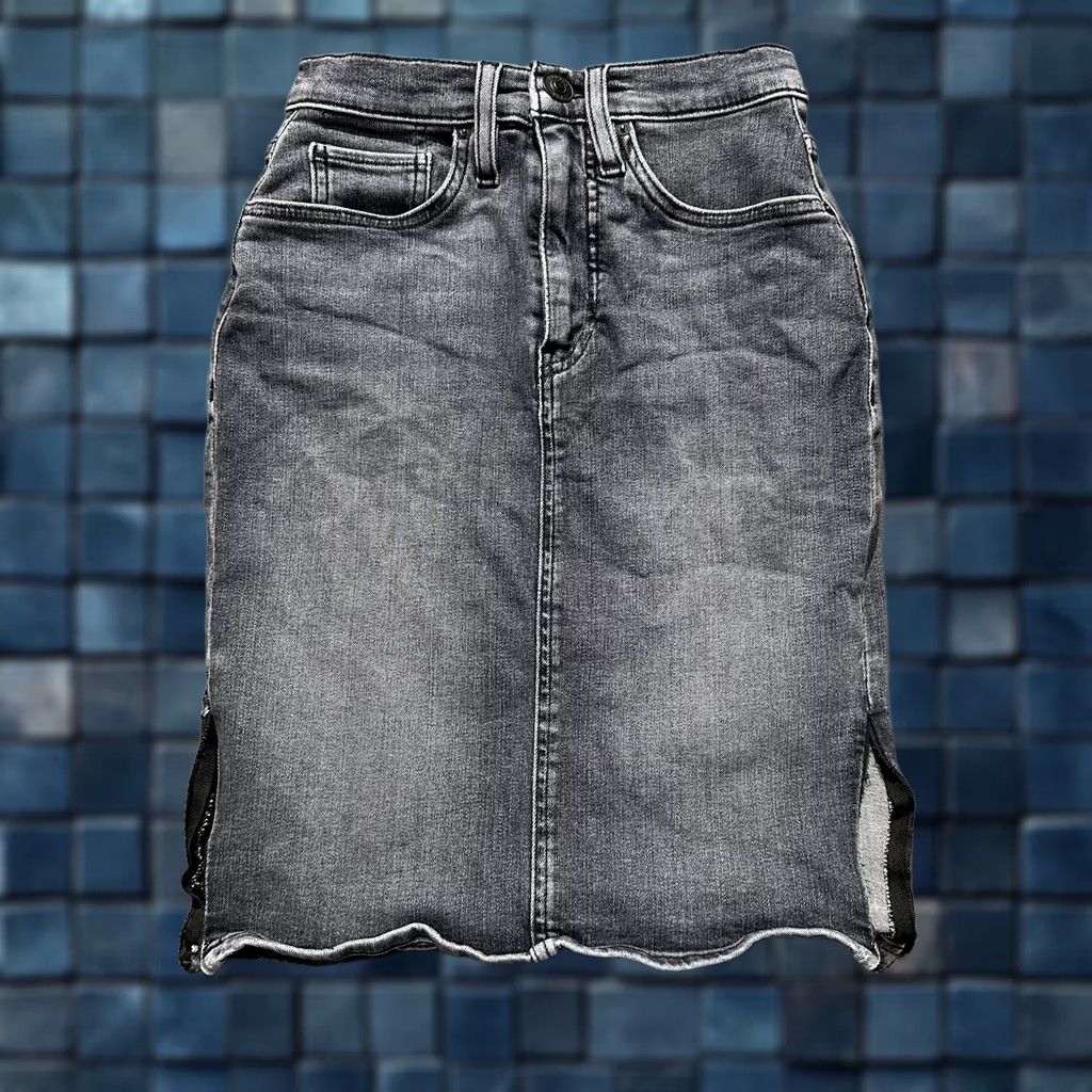 Hudson Hudson Centerfold Skirt Womens 2XS Gray Denim Stretch Side Slit Pockets Short 90s Bohemian Gothic Retro Size 24" / US 00 / IT 34 - 1 Thumbnail