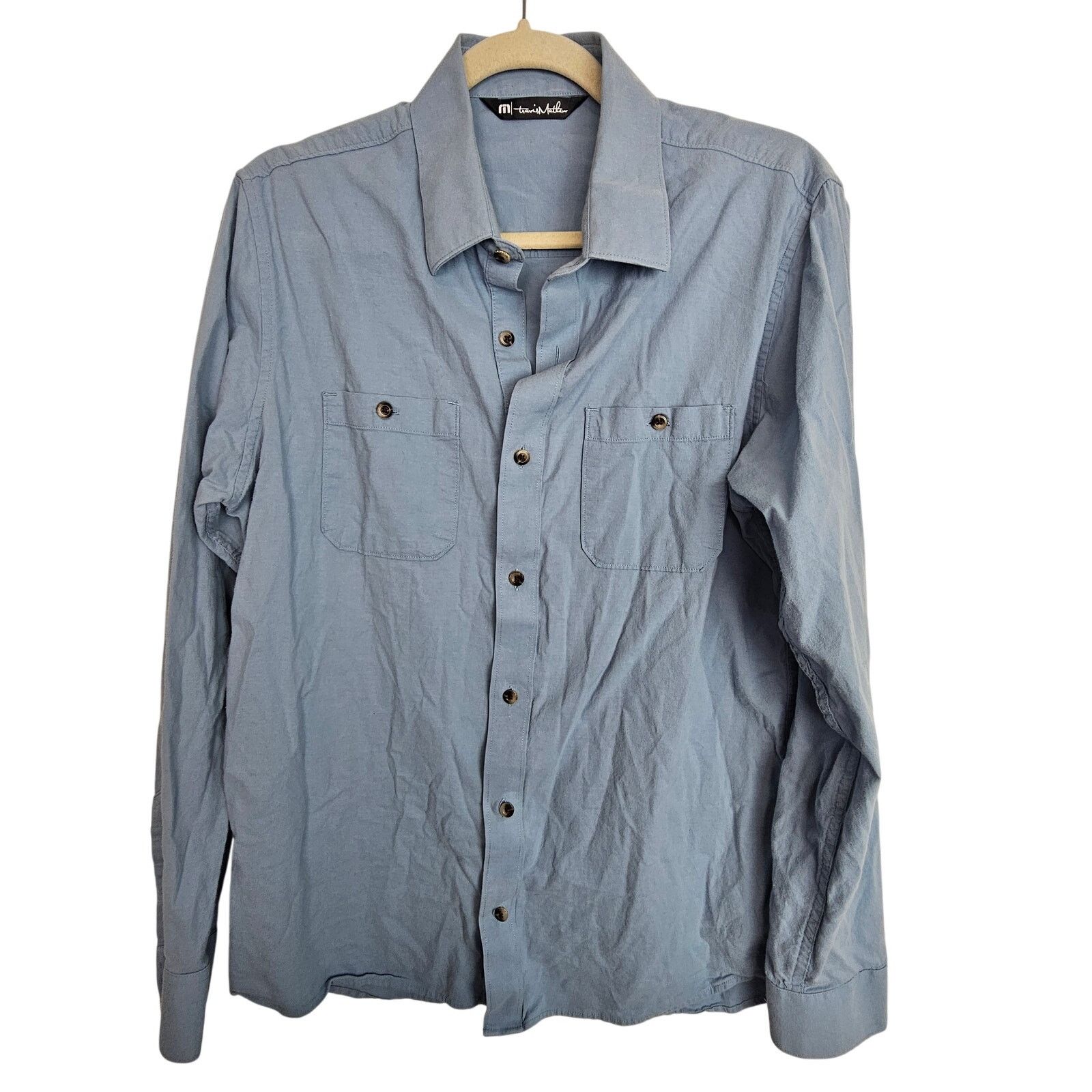 TravisMathew Travis Mathew Cloud Flannel Shirt M Faded Denim Minimalist Size US M / EU 48-50 / 2 - 2 Thumbnail