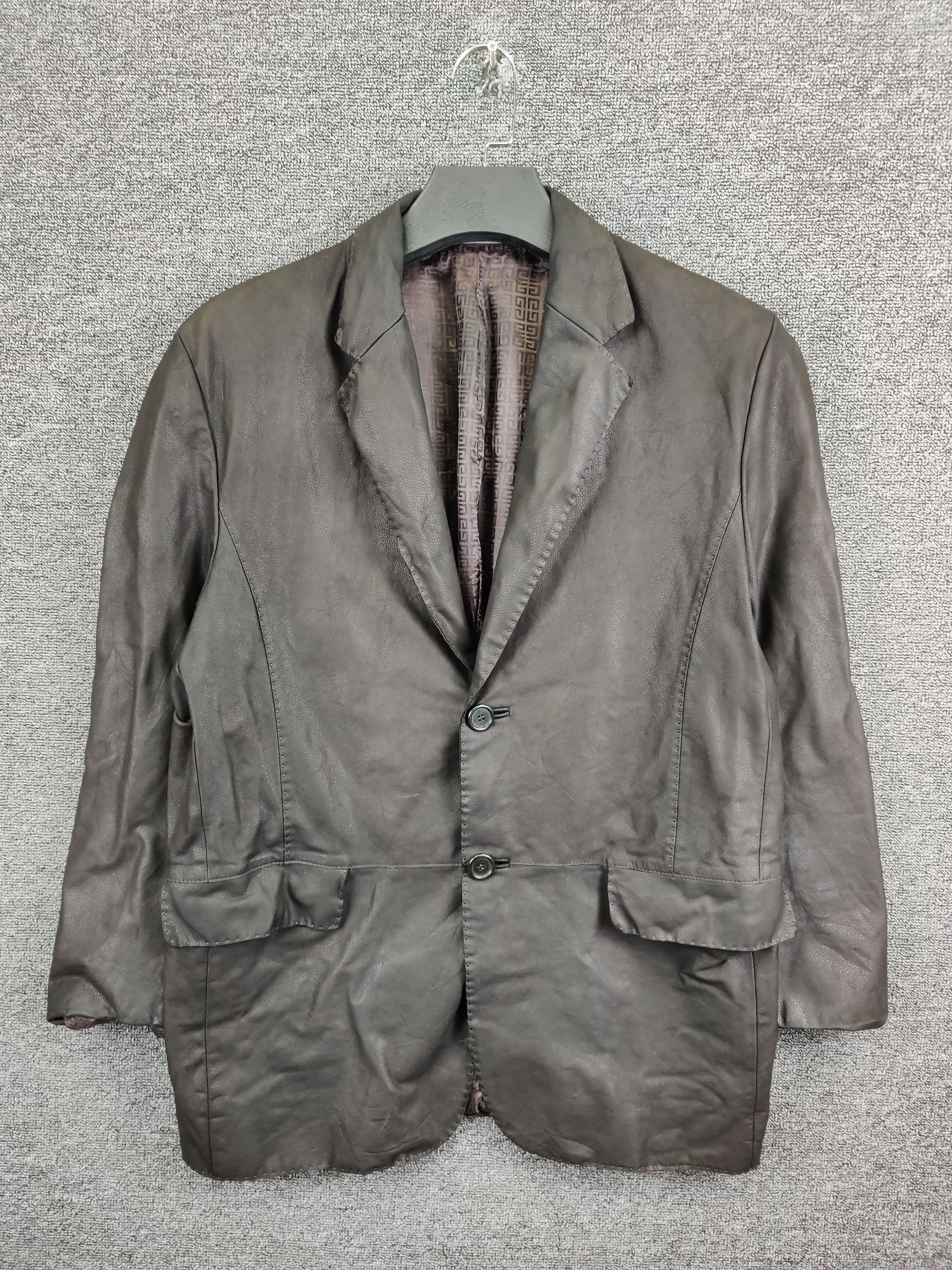 Givenchy Vintage Givenchy Brown Leather Blazer Coat Jacket Size US L / EU 52-54 / 3 - 1 Thumbnail