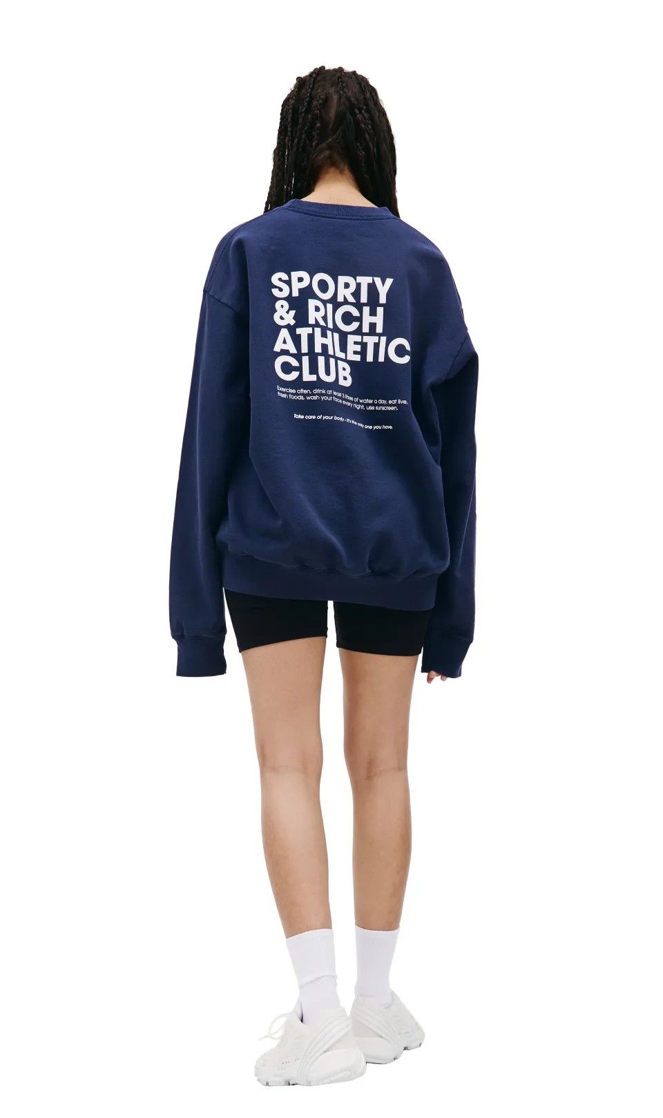 Sporty & Rich o1mle0525 Exercise Often Crewneck Sweatshirt in Navy Size M / US 6-8 / IT 42-44 - 5 Thumbnail