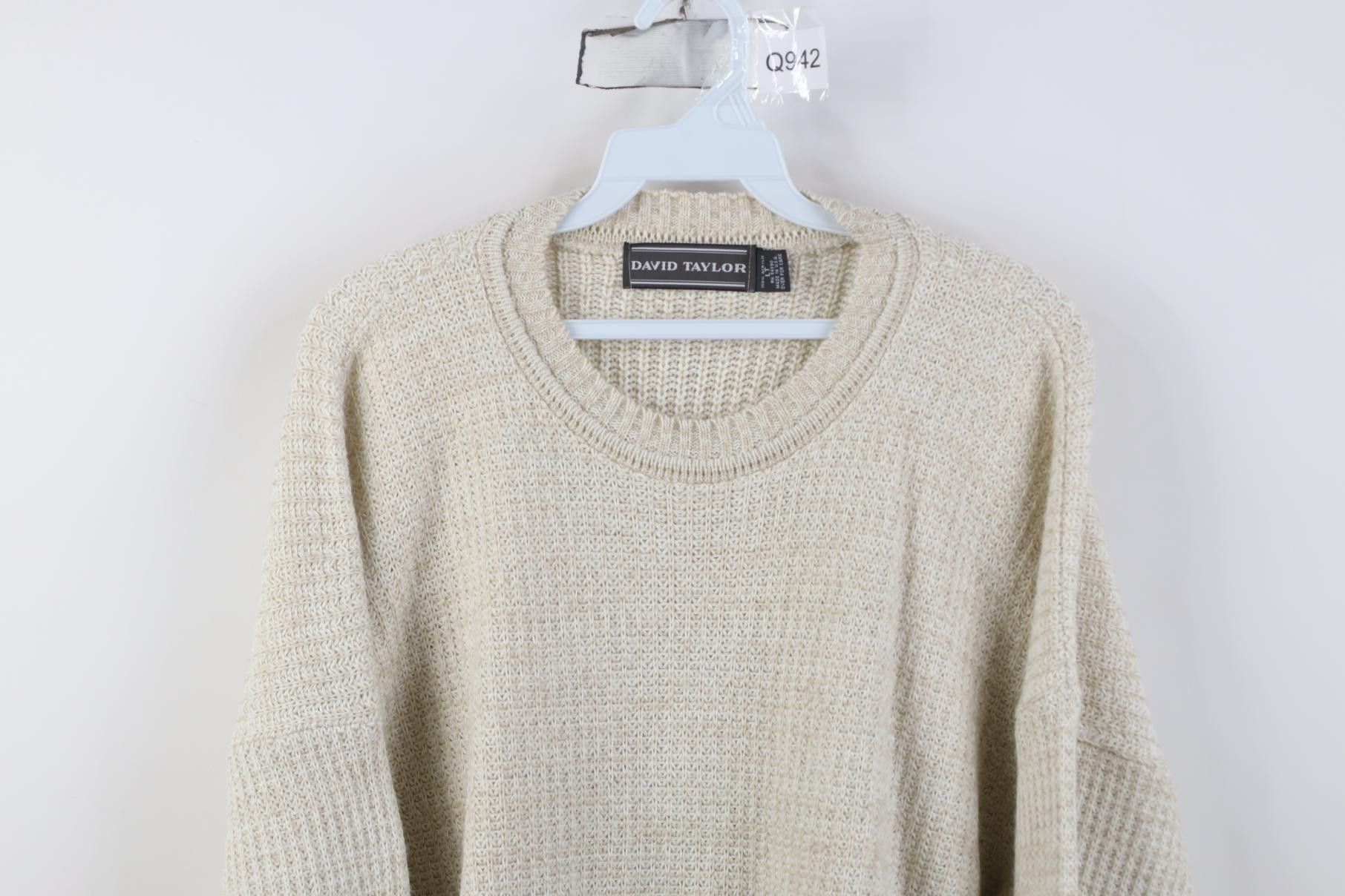 Vintage Vintage 90s Streetwear Blank Thermal Ribbed Knit Sweater USA Size US L / EU 52-54 / 3 - 2 Thumbnail