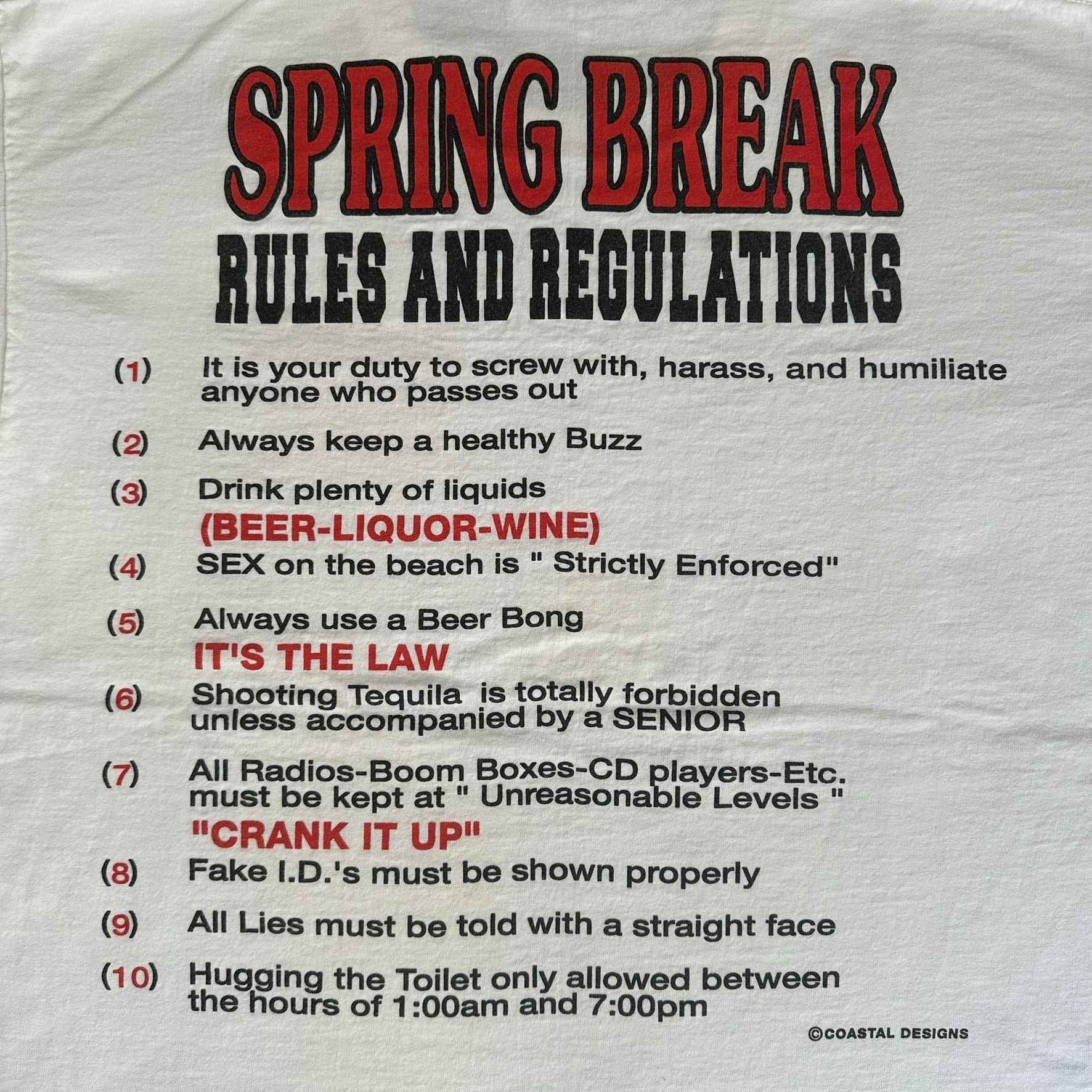All Sport Vintage 2001 Spring Break Rules T-Shirt Boxy Y2K Single Stit Size US XL / EU 56 / 4 - 2 Thumbnail