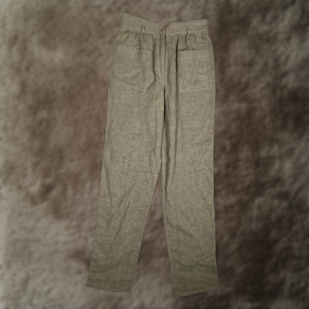 Vintage VINTAGE BIS Pants Womens 44 Beige Linen Pleated Straight Leg Dress Trousers Talon Size 30" / US 8 / IT 44 - 1 Thumbnail