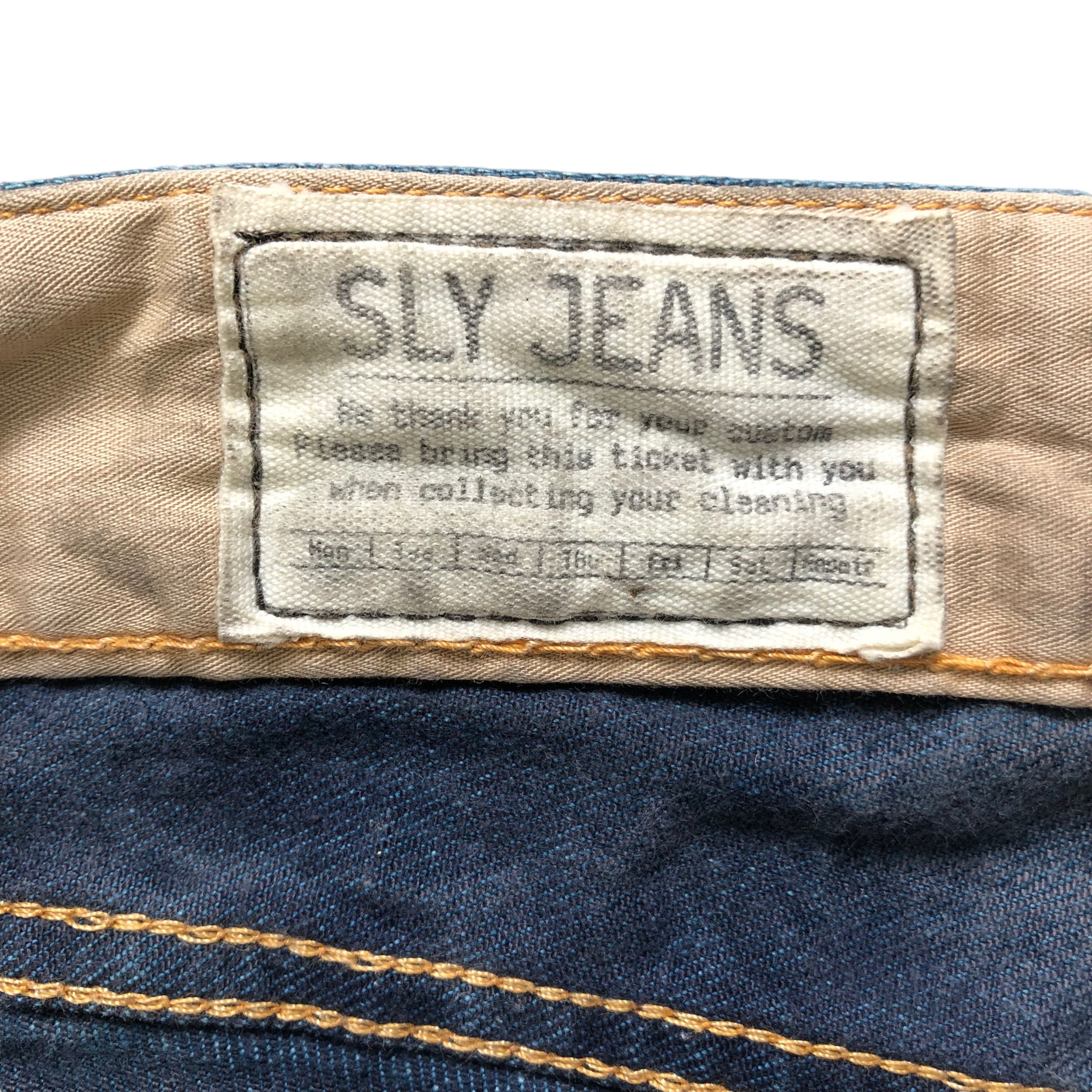 Japanese Brand TRASHED🔥 SLY JEANS COME ON IN LOW RISE DENIM PANT #7283-125 Size 31" - 10 Thumbnail