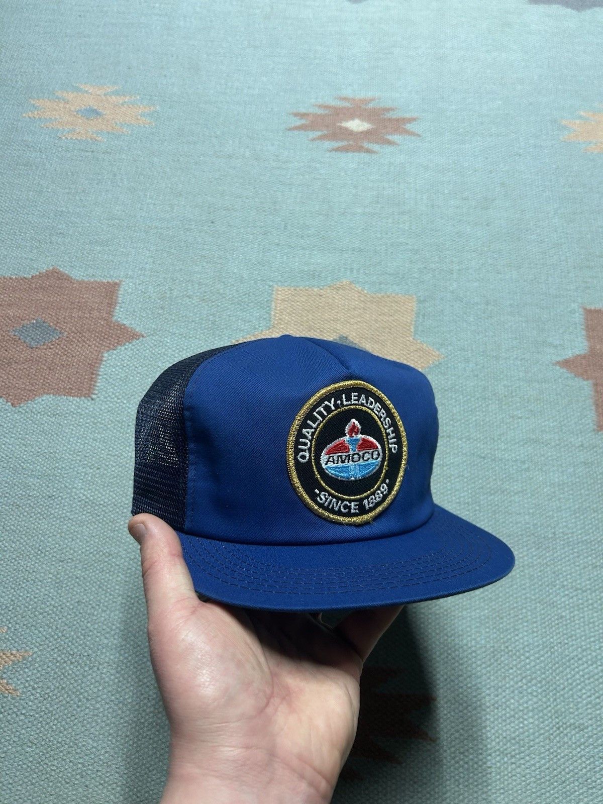 Vintage Vtg 80s trucker hat Amoco oil gas patch petroleum made USA Size ONE SIZE - 1 Thumbnail