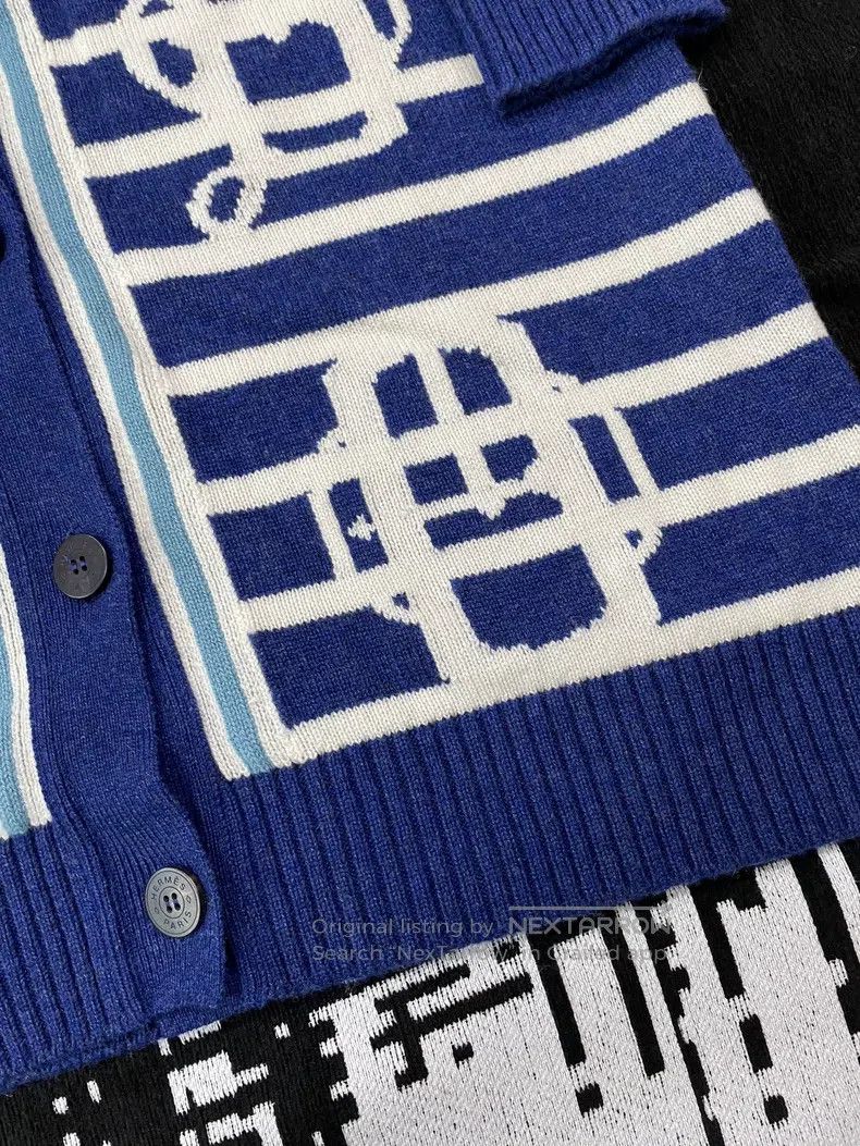 Hermes Hermes Blue Striped Knit Open Front Jacket Size XS / US 0-2 / IT 36-38 - 2 Thumbnail