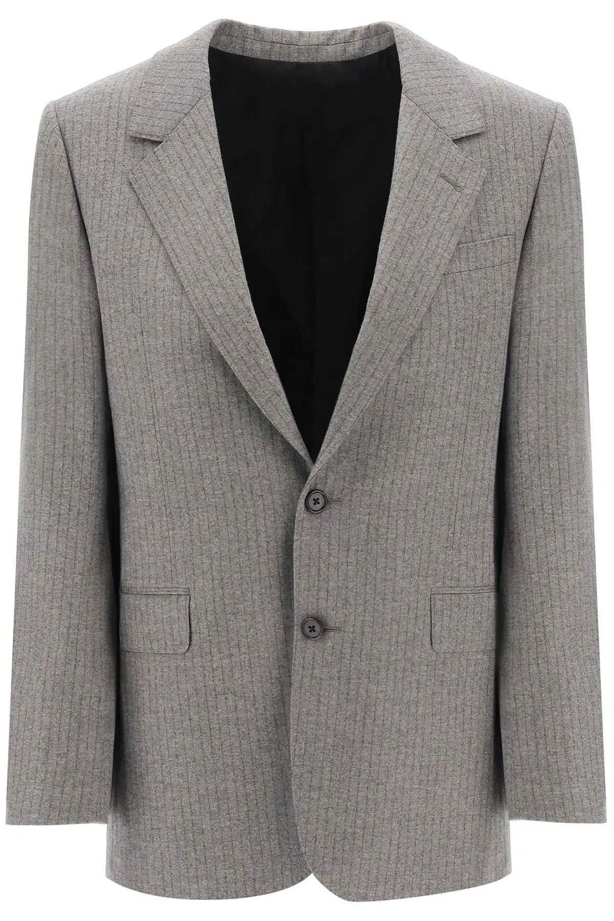 image of Celine O1S22I1N0424 Wool & Cashmere Flannel Blazer In Grey, Women's (Size XS)