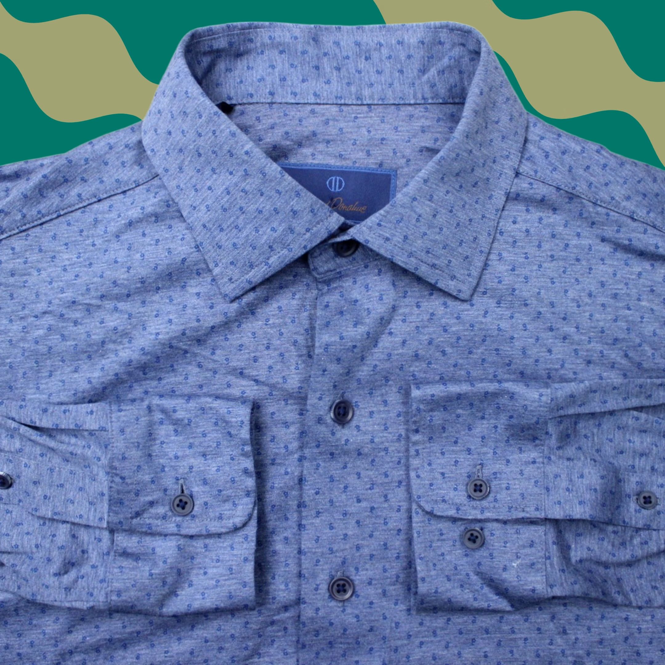 David Donahue David Donahue Shirt Mens 15 Medium Blue Fusion 100% Cotton Long Sleeve Button Dress Shirt Size US M / EU 48-50 / 2 - 1 Thumbnail