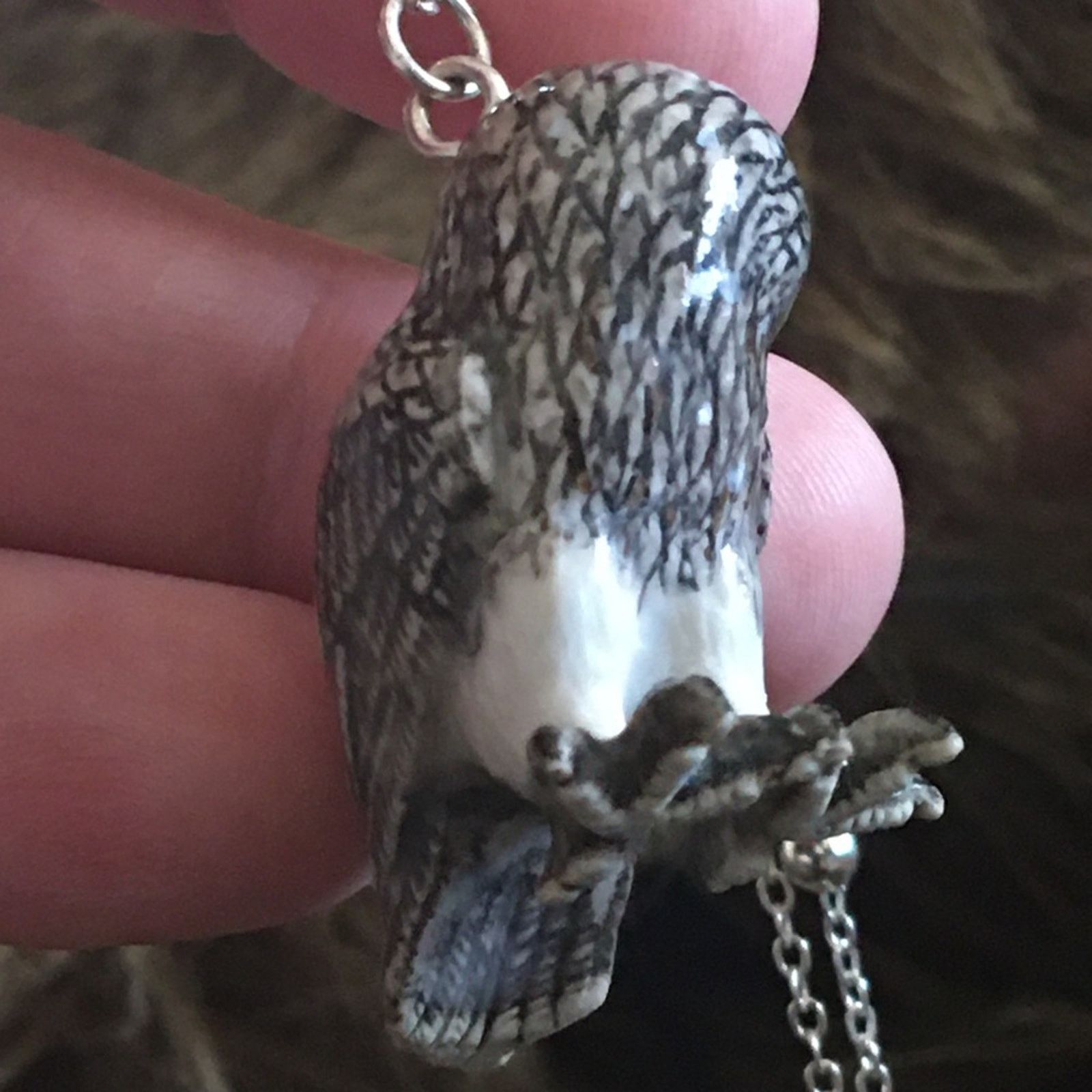 Jewelry Ceramic owl pendant silver plated chain necklace Size ONE SIZE - 7 Thumbnail
