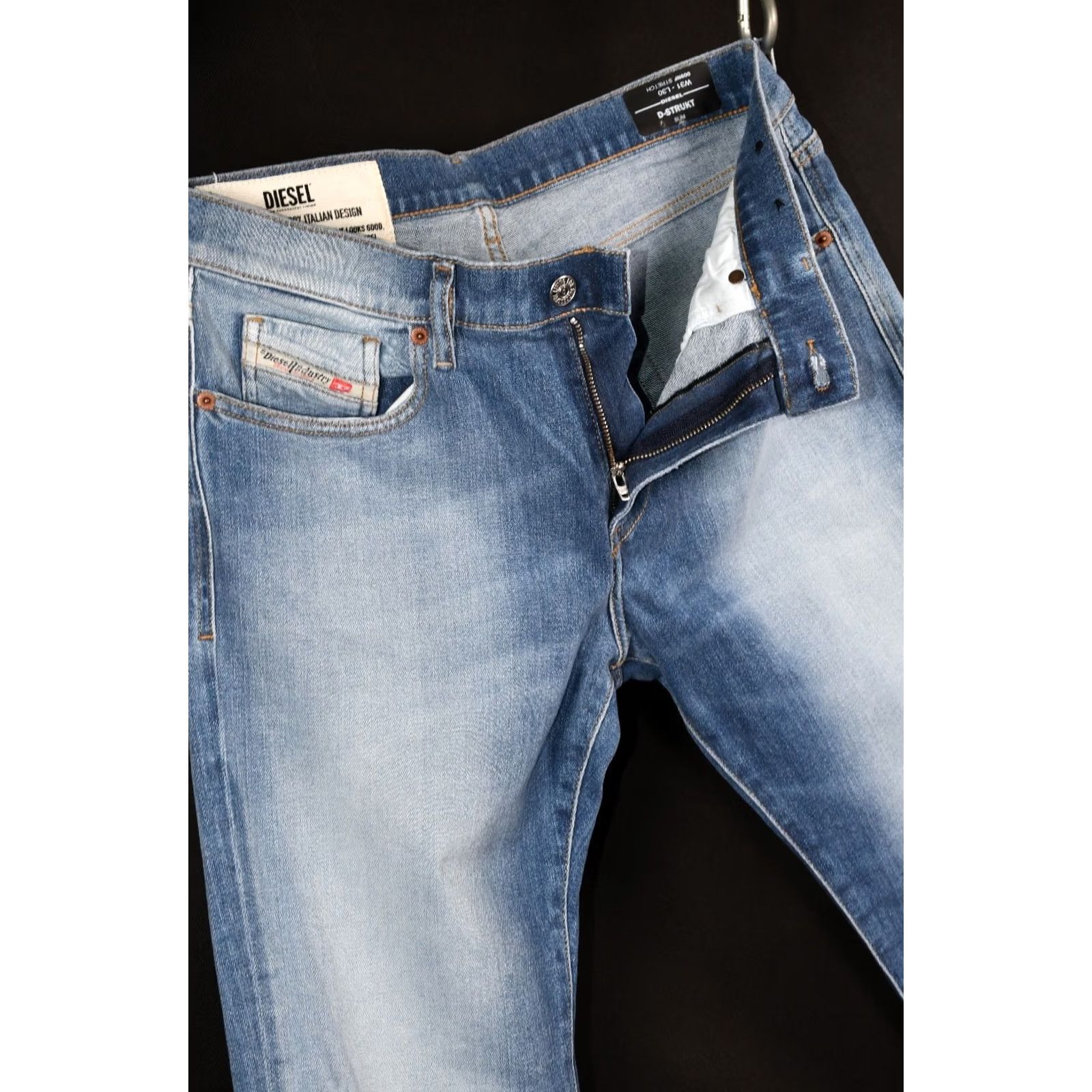 Diesel Diesel D-Strukt Slim 009NF Stretch Slim Jeans Men W31 L30 Blue Denim - 5-Pocket, Zip, Mid Rise, Skinny Fit, STRETCH Size US 31 - 7 Thumbnail