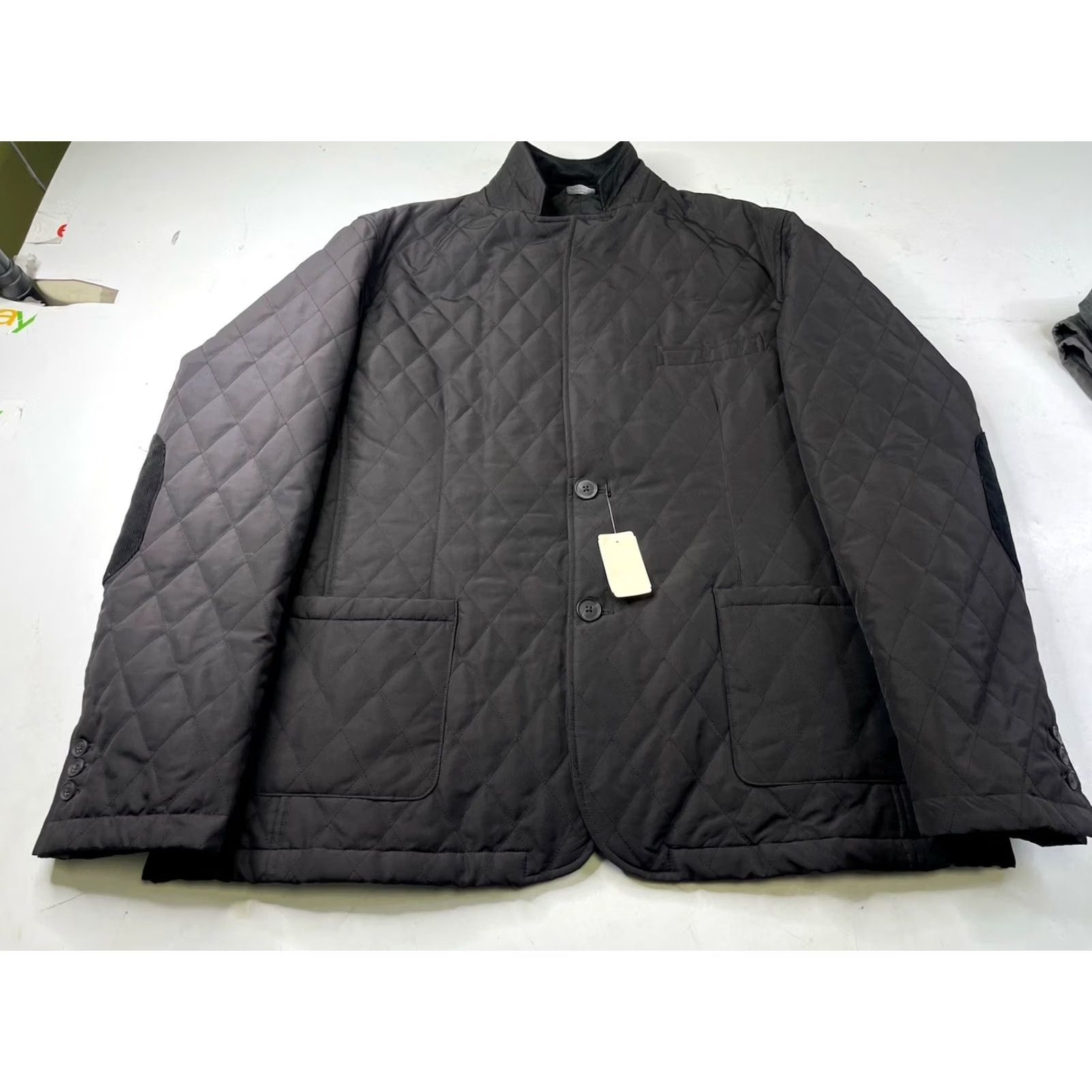 Saks Fifth Avenue Saks Fifth Avenue Men's Quilted Corduroy Jacket Coat, Black, Size 2XL, Polyester, Button, Mid-Length, Regular, Business Casual Formal Size US XXL / EU 58 / 5 - 2 Thumbnail