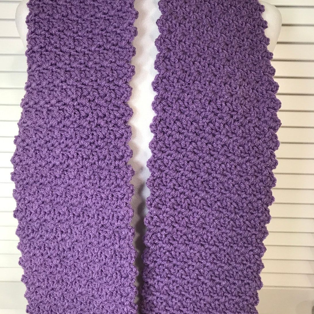 Handmade NWT Handmade Crocheted Purple Green Adult Beanie Scarf 76” Size ONE SIZE - 2 Thumbnail