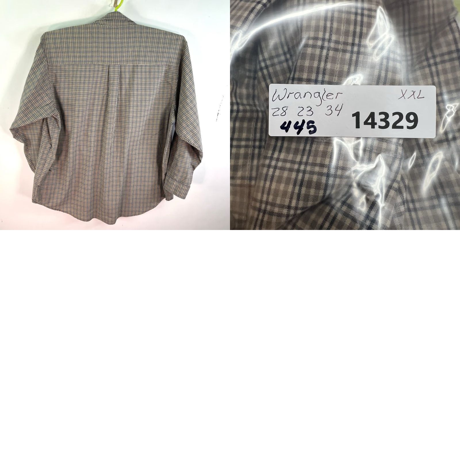Wrangler Wrangler Rugged Wear Plaid Button-Down Shirt Mens 2XL Brown Tan Western Cowboy Embroidered Pockets Cotton Blend Button-Up Shirt Size US XXL / EU 58 / 5 - 8 Thumbnail