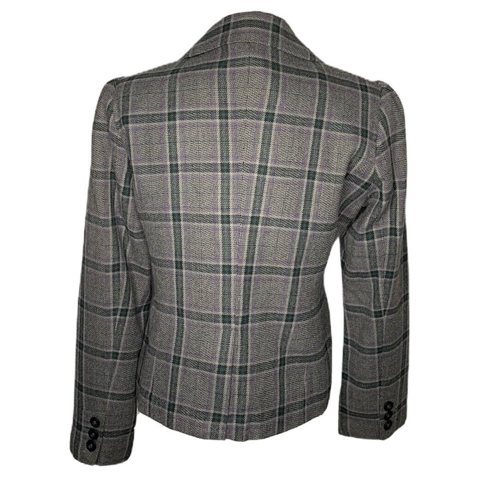 Mossimo Womens Mossimo Gray Purple Plaid Lined Wool Blend Blazer M Size M / US 6-8 / IT 42-44 - 6 Thumbnail
