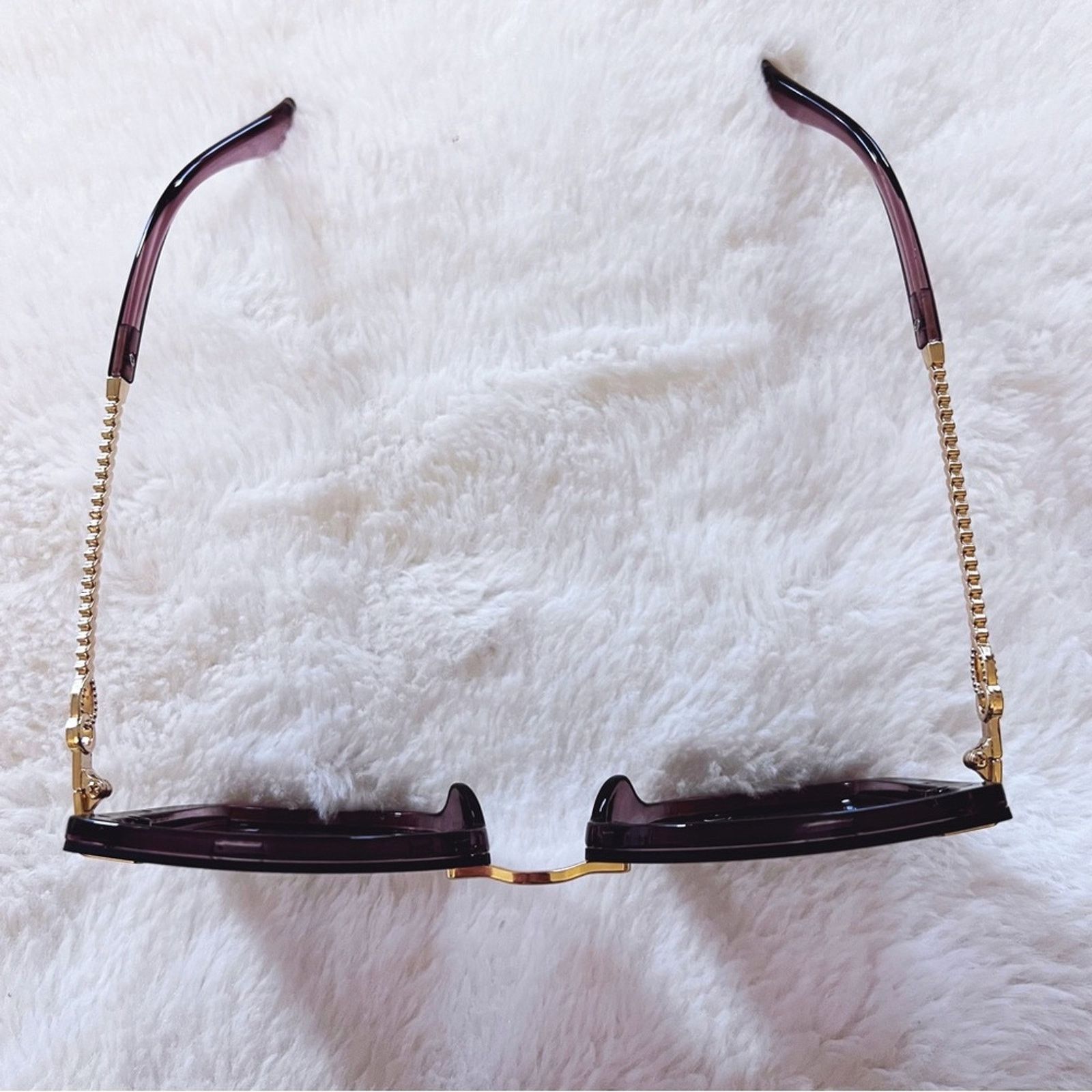 Other Gia Clear Dark Purple Chain Link Oversized Sunglasses Size ONE SIZE - 8 Thumbnail