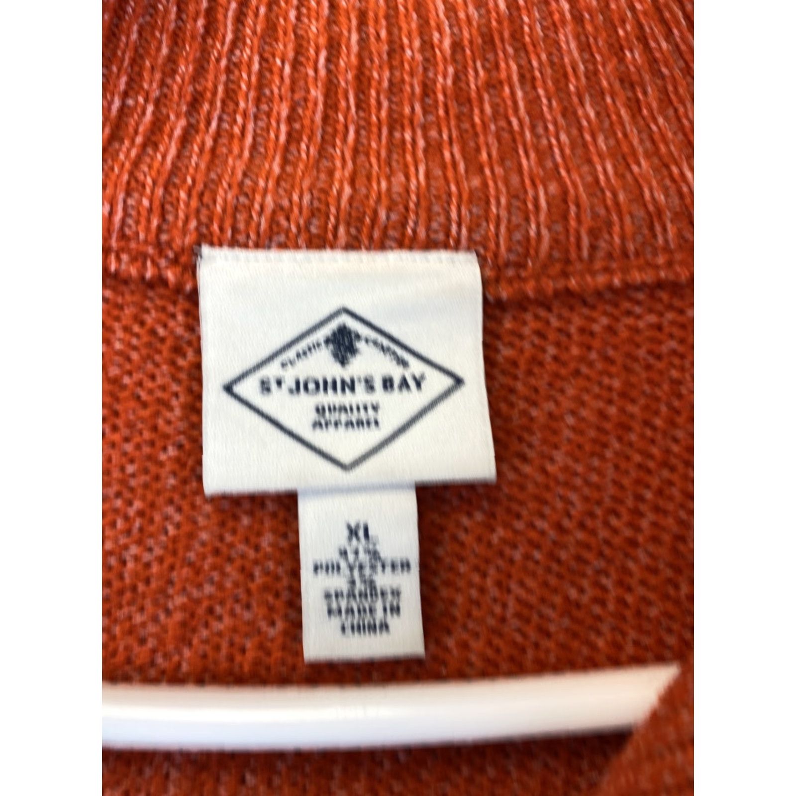 Vintage St. John's Bay Women’s Sweater XL Pullover Orange Cable Knit Mock Neck / 76-32 Size XL / US 12-14 / IT 48-50 - 3 Thumbnail