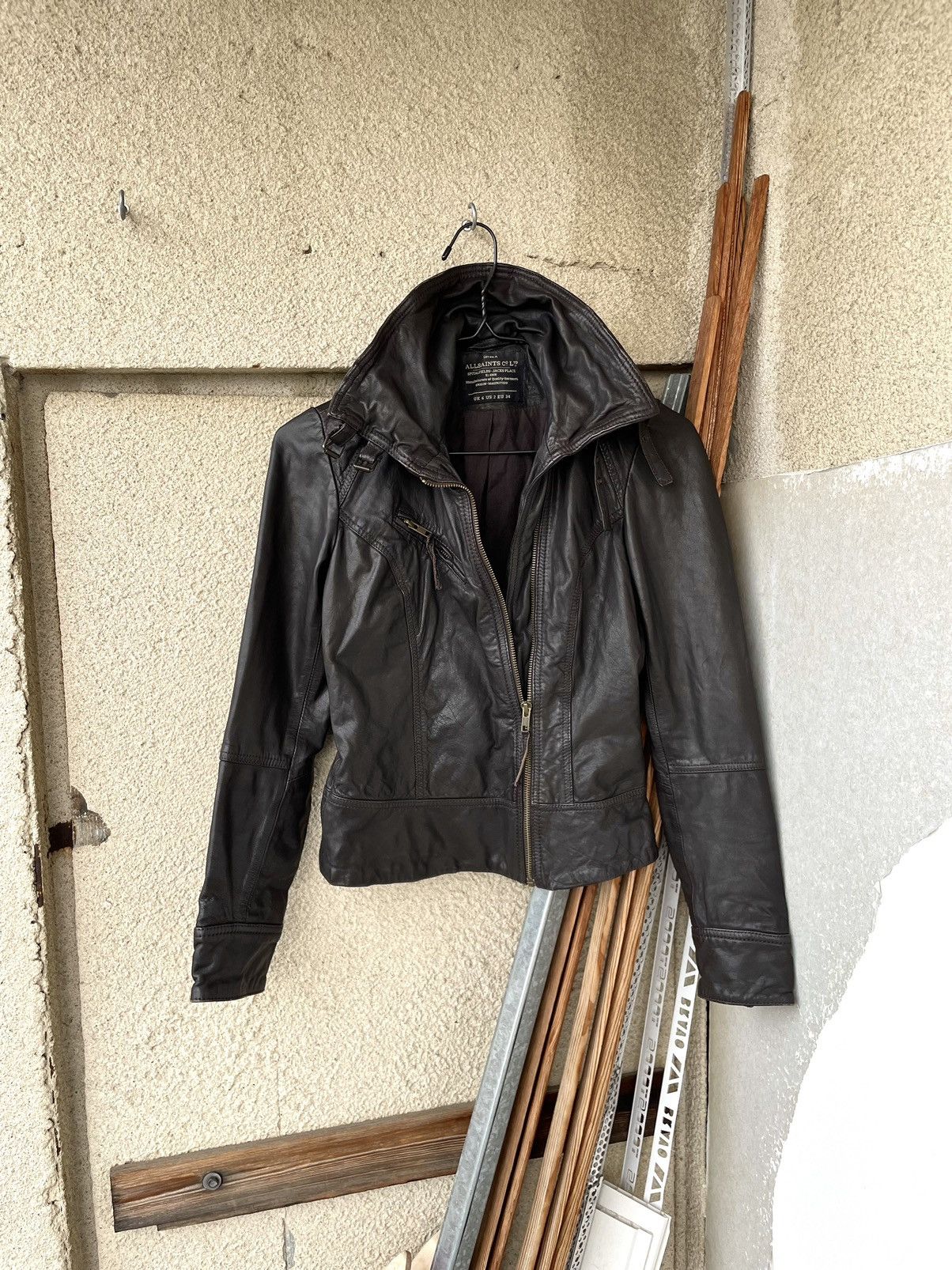 Allsaints Belvedere Avant Garde Biker Leather Jacket US 2