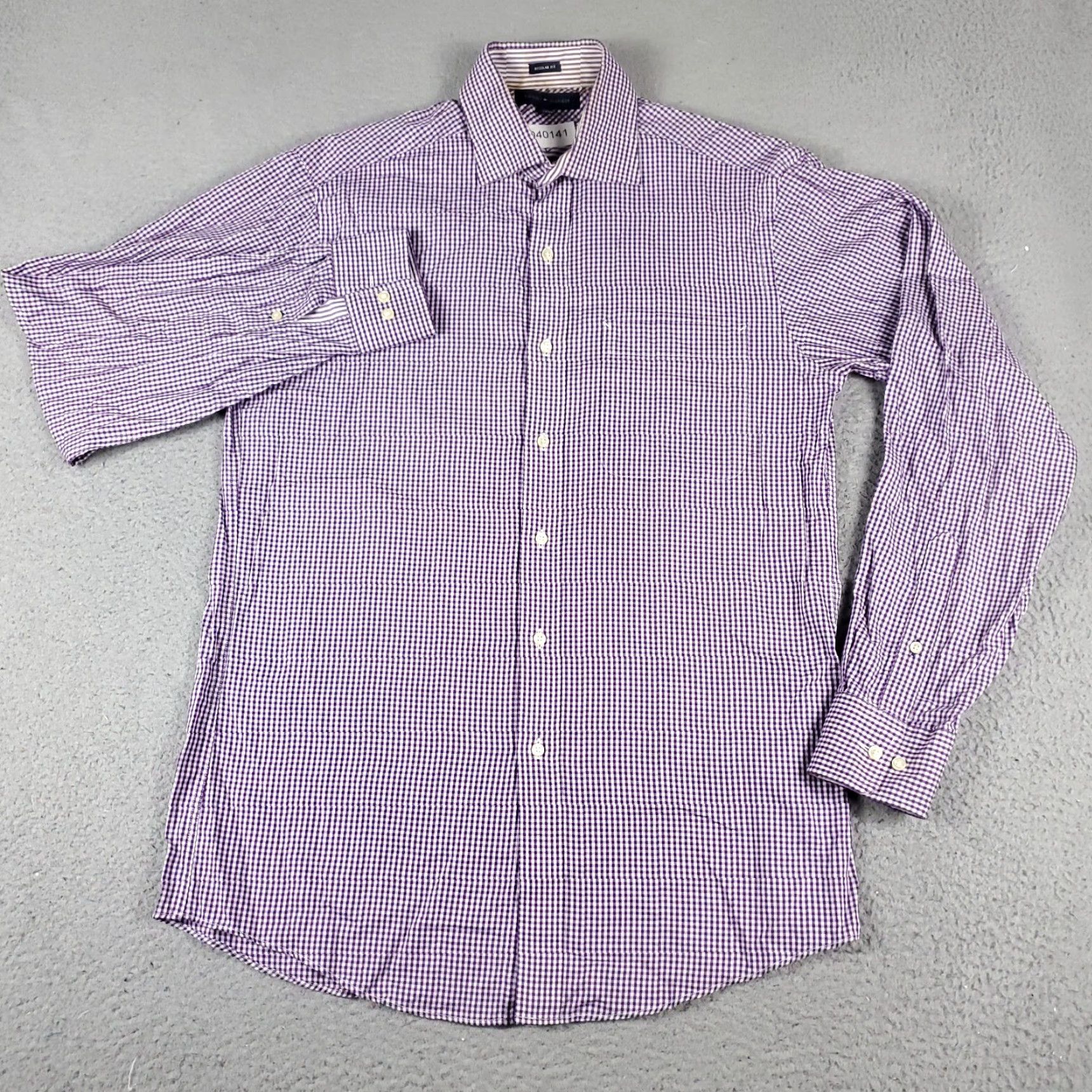 Tommy Hilfiger Tommy Hilfiger Dress Shirt Mens 15 Purple Check Long Sleeve Button Up Size 40R - 2 Thumbnail
