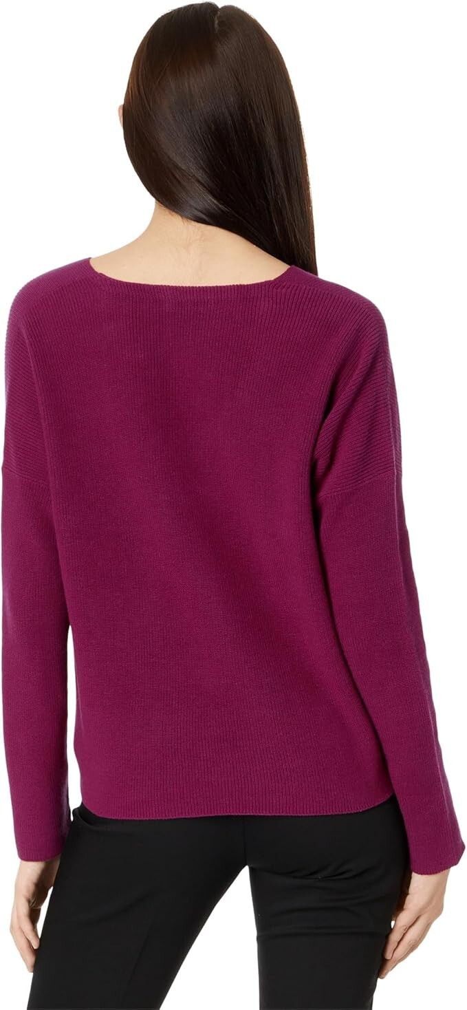 Eileen Fisher Eileen Fisher Organic Cotton Crepe V-Neck Top Rhapsody ( L ) Size L / US 10 / IT 46 - 2 Thumbnail