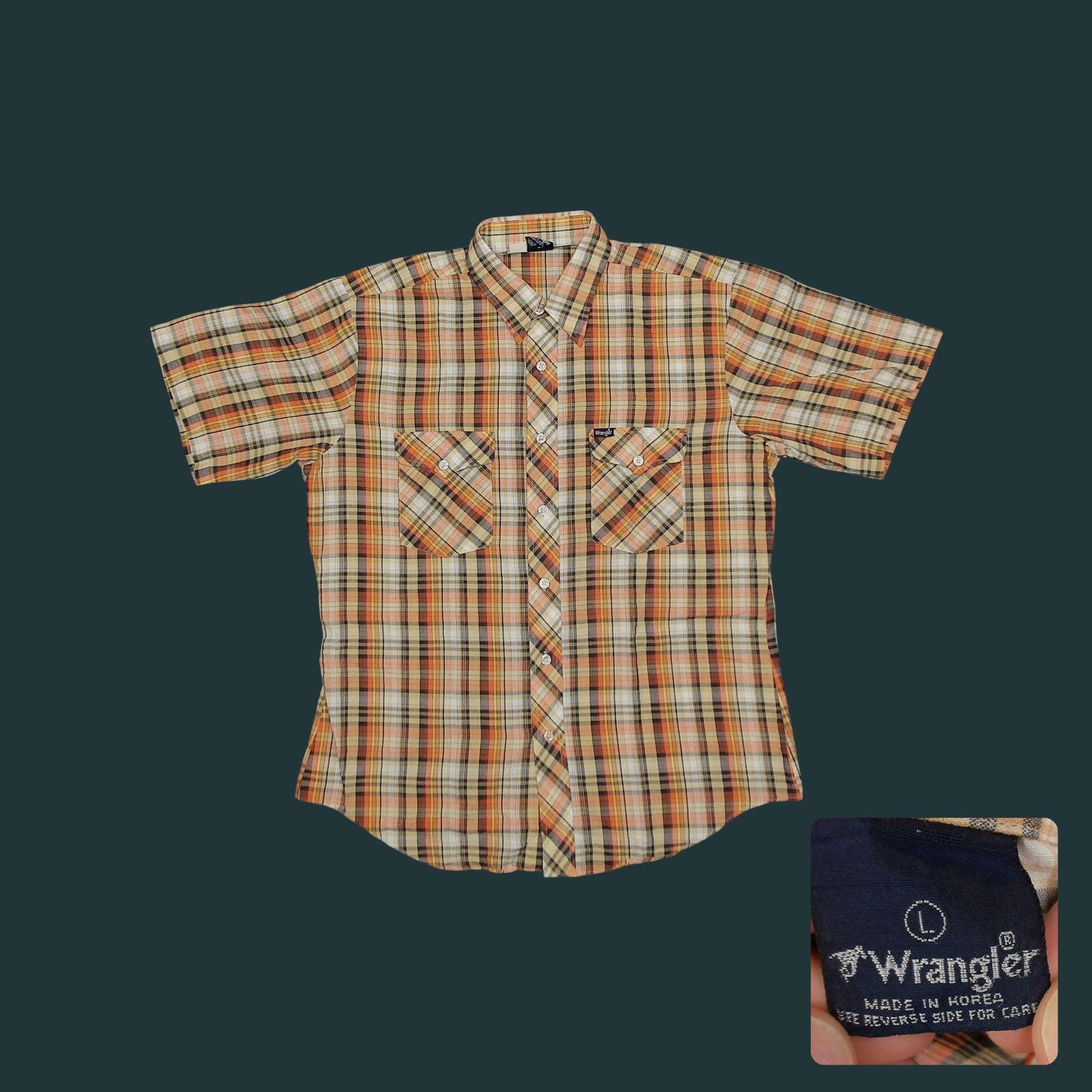 Wrangler Vintage 80s Made in Korea Single Stitch Plaid Shirt L Size US L / EU 52-54 / 3 - 1 Thumbnail