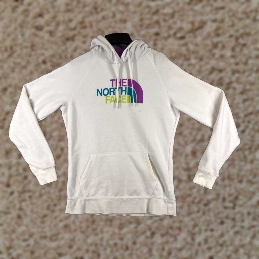 The North Face The North Face Sweater Womens Large White Purple Pullover Hoodie Jersey Cotton Size L / US 10 / IT 46 - 1 Thumbnail