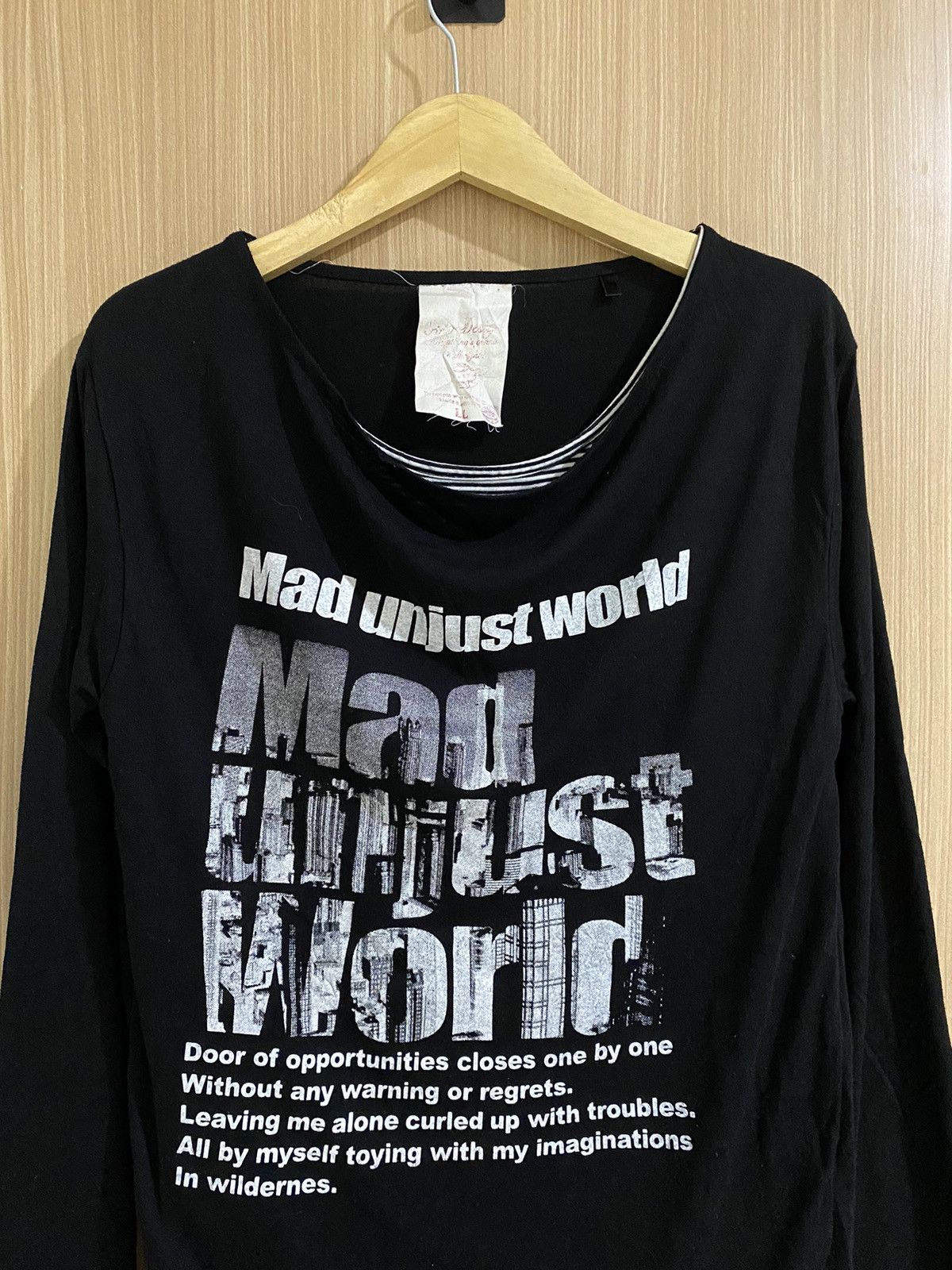 Japanese Brand 2000s oblo design poem double stripe layers longsleeve Size US L / EU 52-54 / 3 - 2 Thumbnail