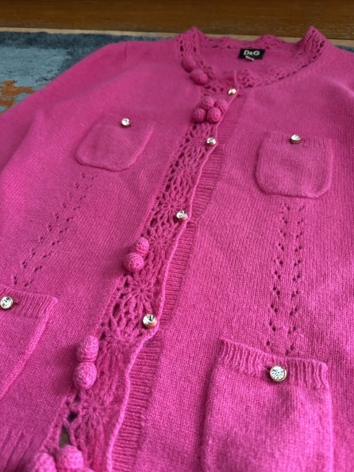 Dolce & Gabbana Dolce Gabbana Vintage Rose Barbie Lana wool Cardigan Size M / US 6-8 / IT 42-44 - 2 Thumbnail