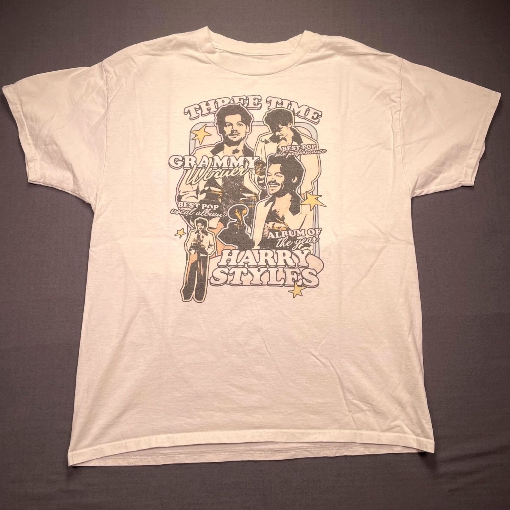 Vintage VINTAGE Harry Styles Three Time Grammy Winner Shirt Mens Large White Graphic Tee Size US L / EU 52-54 / 3 - 3 Thumbnail