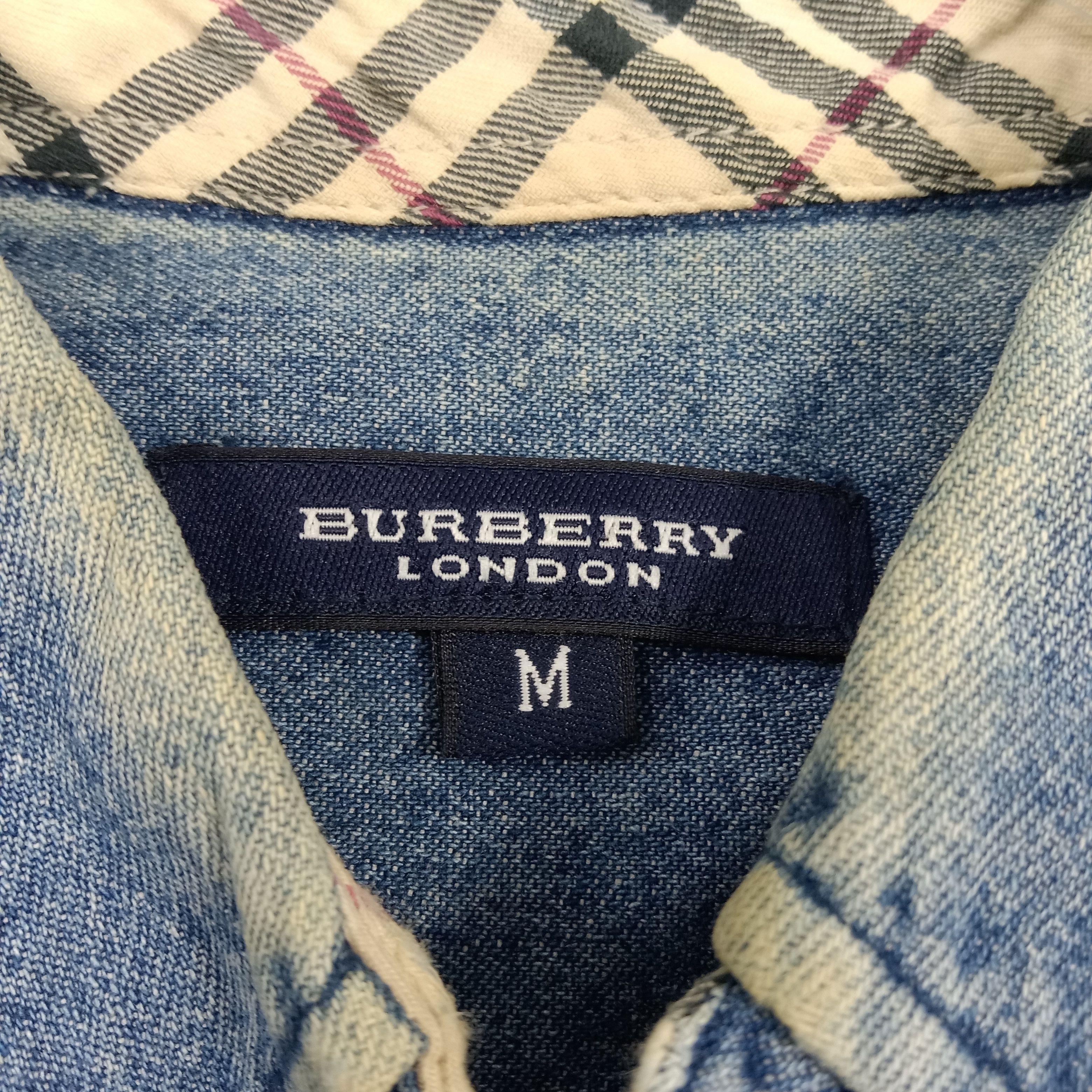 Burberry × Vintage Burberry London Nova Check Denim Shirt Size US L / EU 52-54 / 3 - 3 Thumbnail