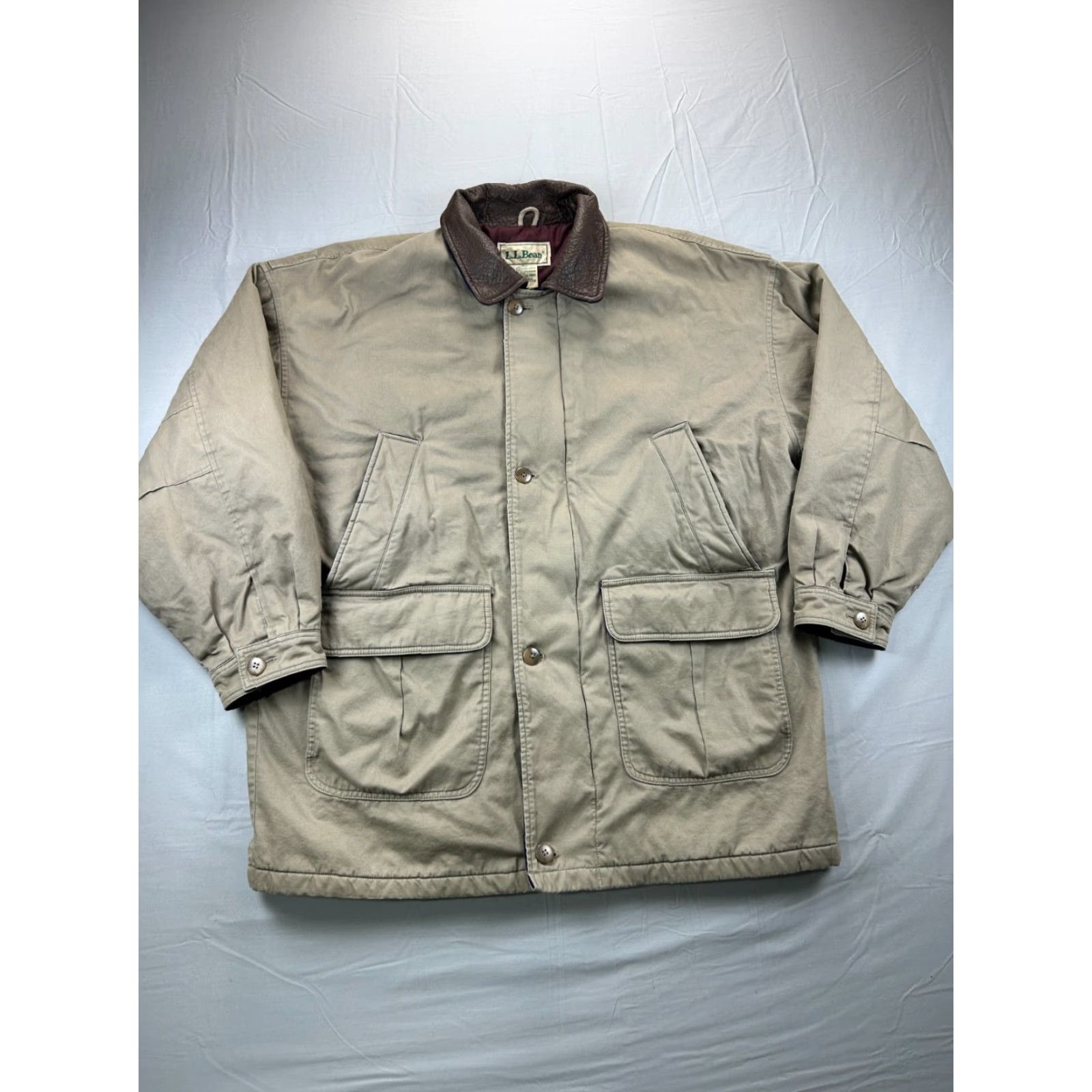 Vintage VINTAGE L.L.Bean Barn Coat Jacket Men XL Chore Brown Leather Collar 90s Insulated Overcoat Size US XL / EU 56 / 4 - 3 Thumbnail