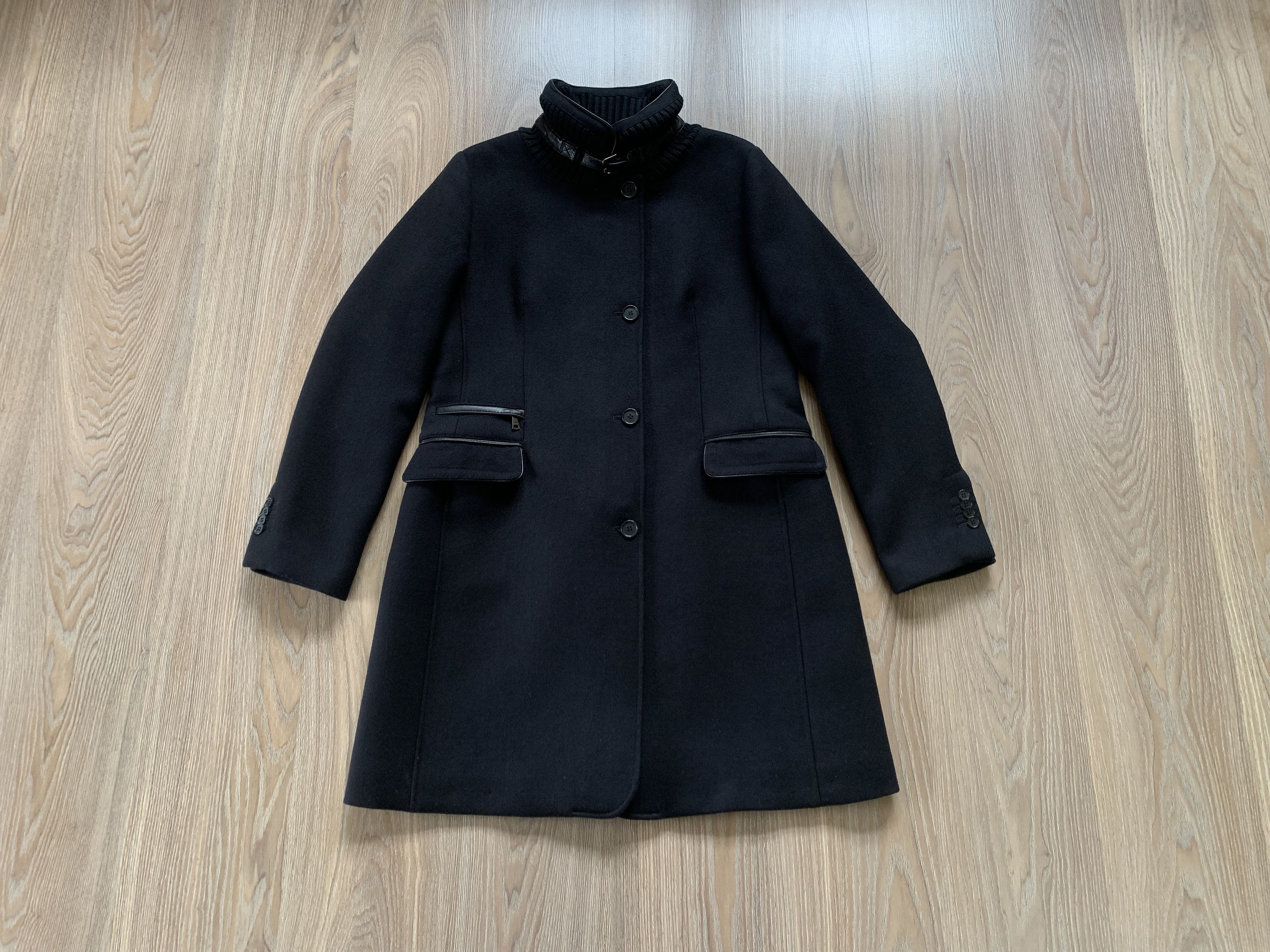 Other Mabrun Womens Black Virgin Wool Coat Button Zip Size L / US 10 / IT 46 - 1 Thumbnail