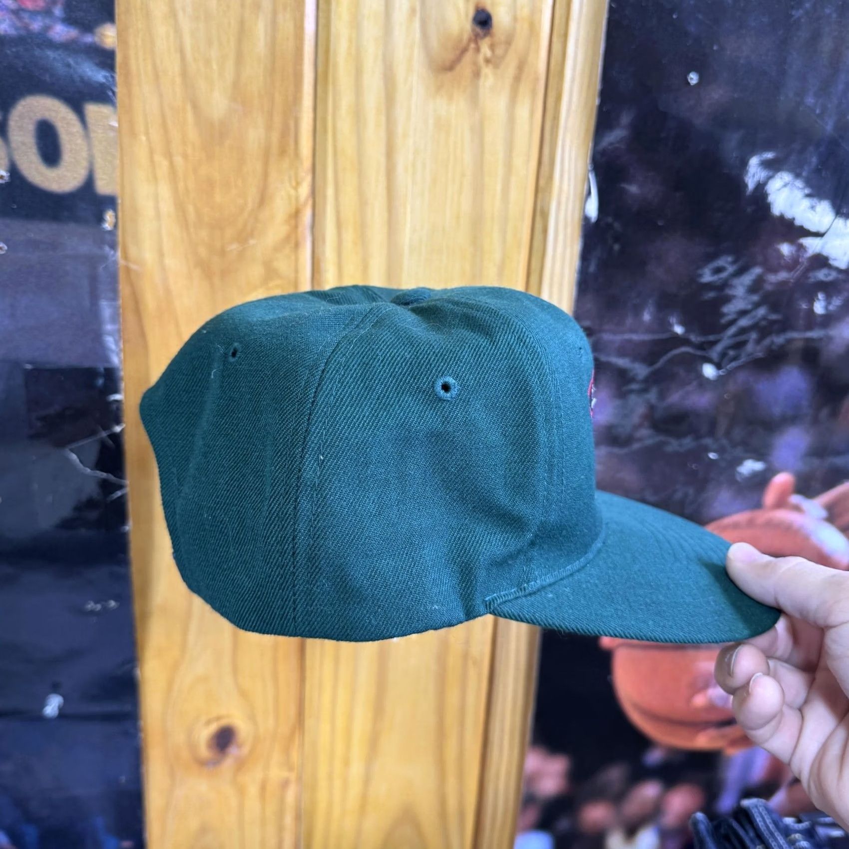 Vintage VINTAGE Jesus Is My Boss Hat Cap Snap Back Green Embroidered Wool Christian Mens Faith Size ONE SIZE - 3 Thumbnail